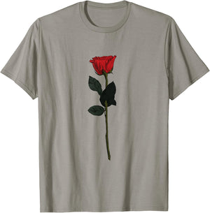 Rose Art Vintage Rose Drawing Thorns Leaf Flower Art Rose T-Shirt - T-Shirt | Sand