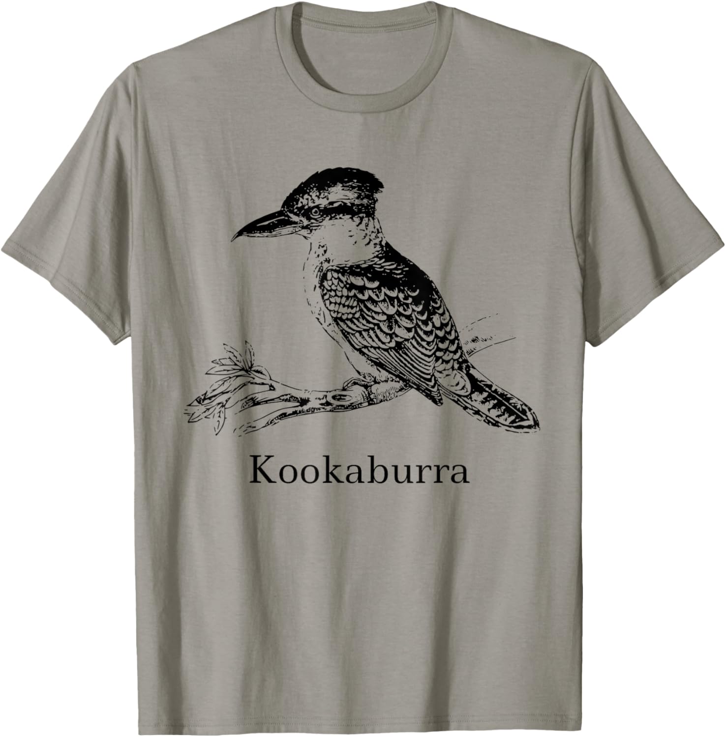 Kookaburra Bird Shirt Ornithology Black Lines T-Shirt - T-Shirt | Sand