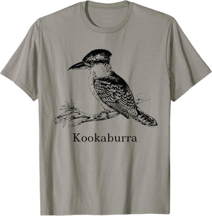 Kookaburra Bird Shirt Ornithology Black Lines T-Shirt - T-Shirt | Sand