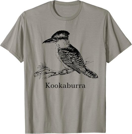 Kookaburra Bird Shirt Ornithology Black Lines T-Shirt - T-Shirt | Sand
