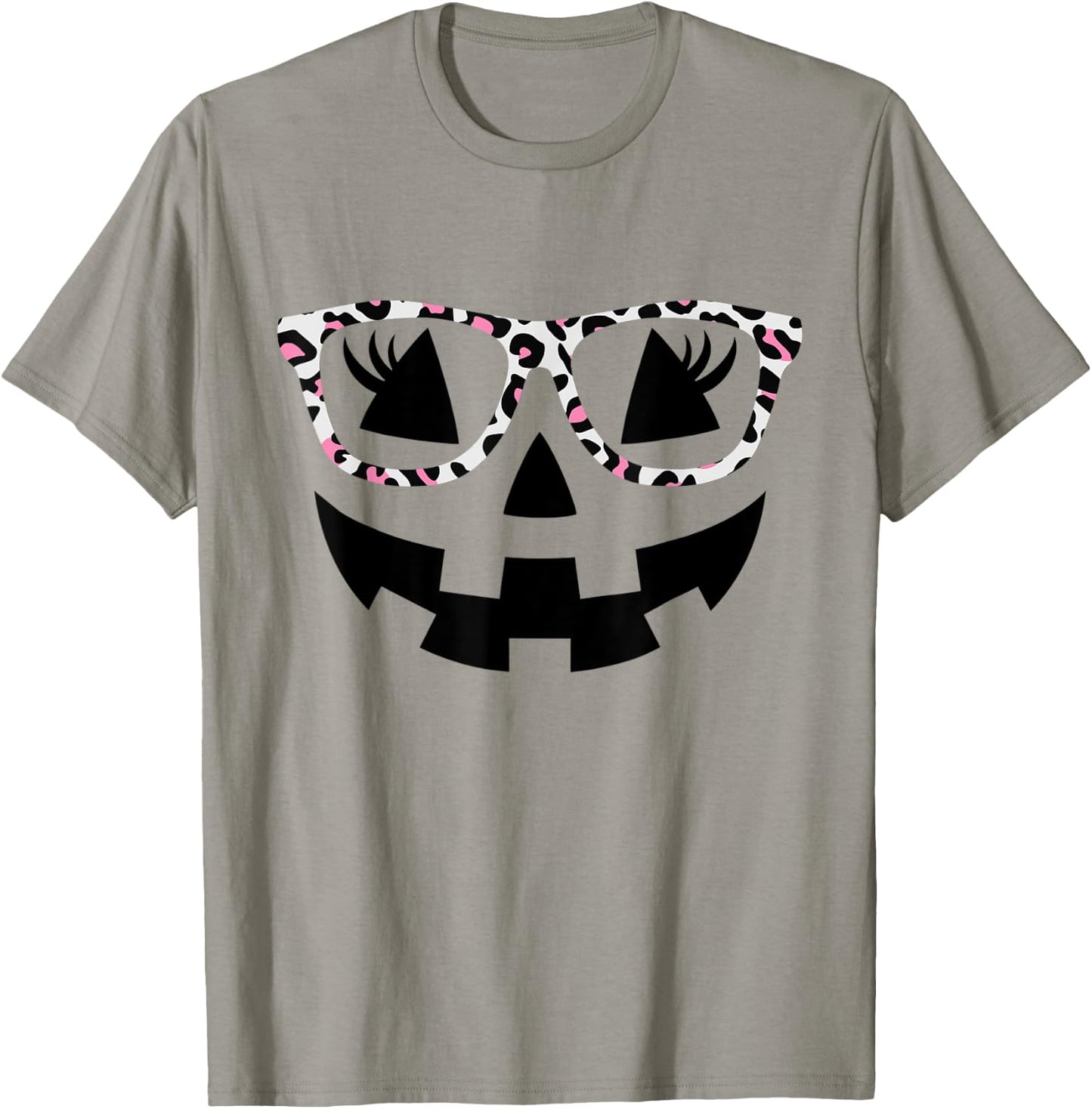 Jack O Lantern Face Pumpkin Halloween Leopard Print Glasses T-Shirt - T-Shirt | Sand