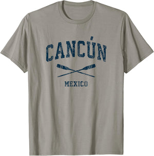 Cancun Mexico Vintage Nautical Paddles Sports Oars T-Shirt - T-Shirt | Sand