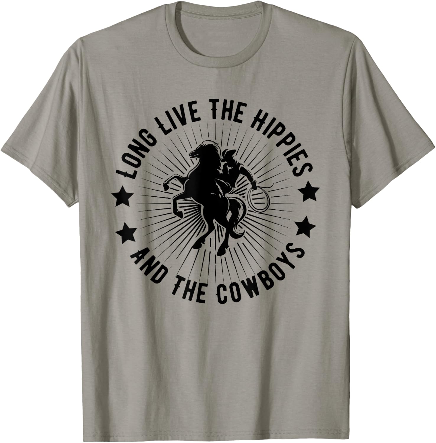 Long Live Hippies Cowboy Vintage Country Western Rodeo Horse T-Shirt - T-Shirt | Sand