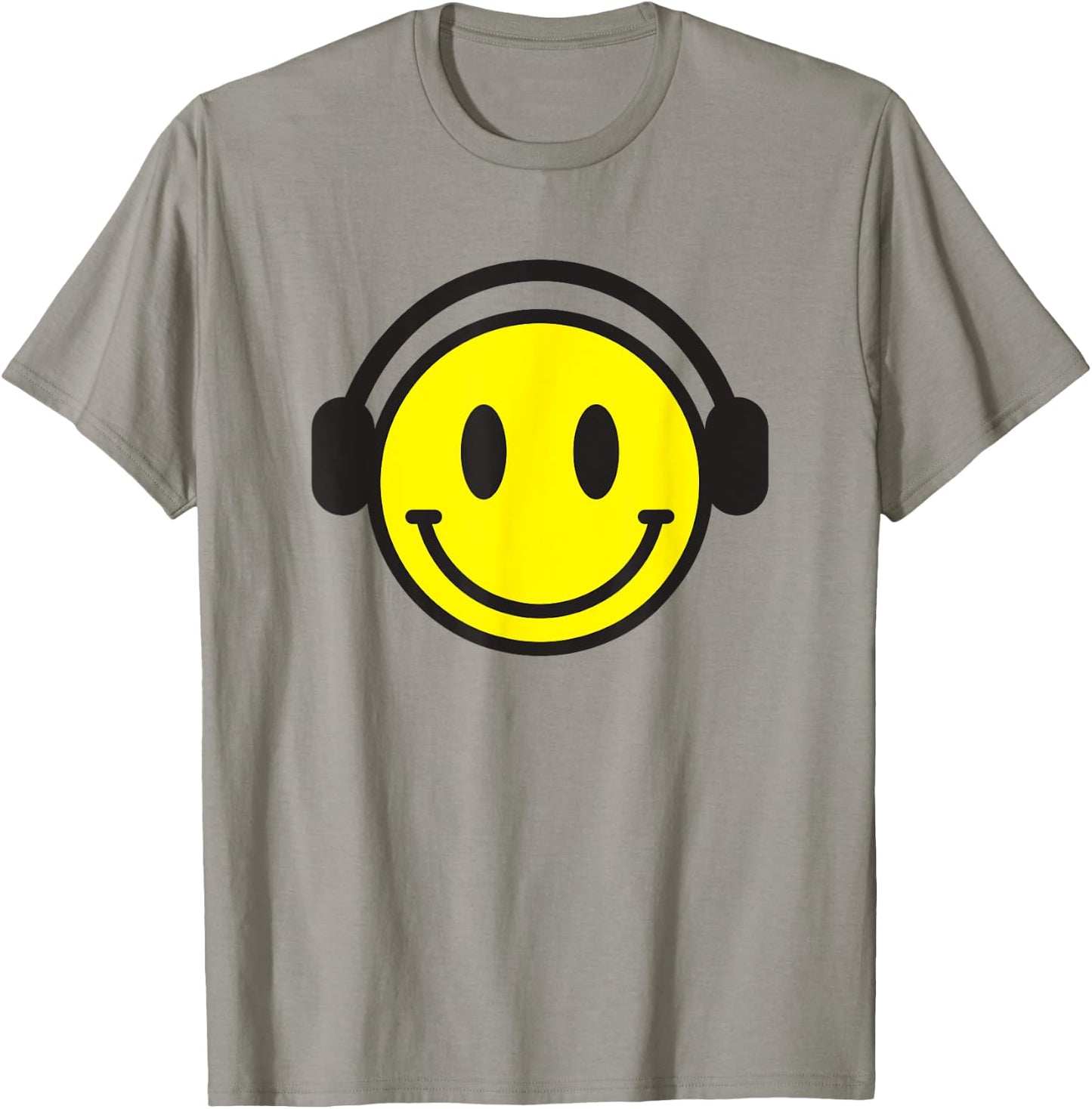 Retro Happy Face 70s Headphones Shirt Cute Music Lovers Fun T-Shirt - T-Shirt | Sand