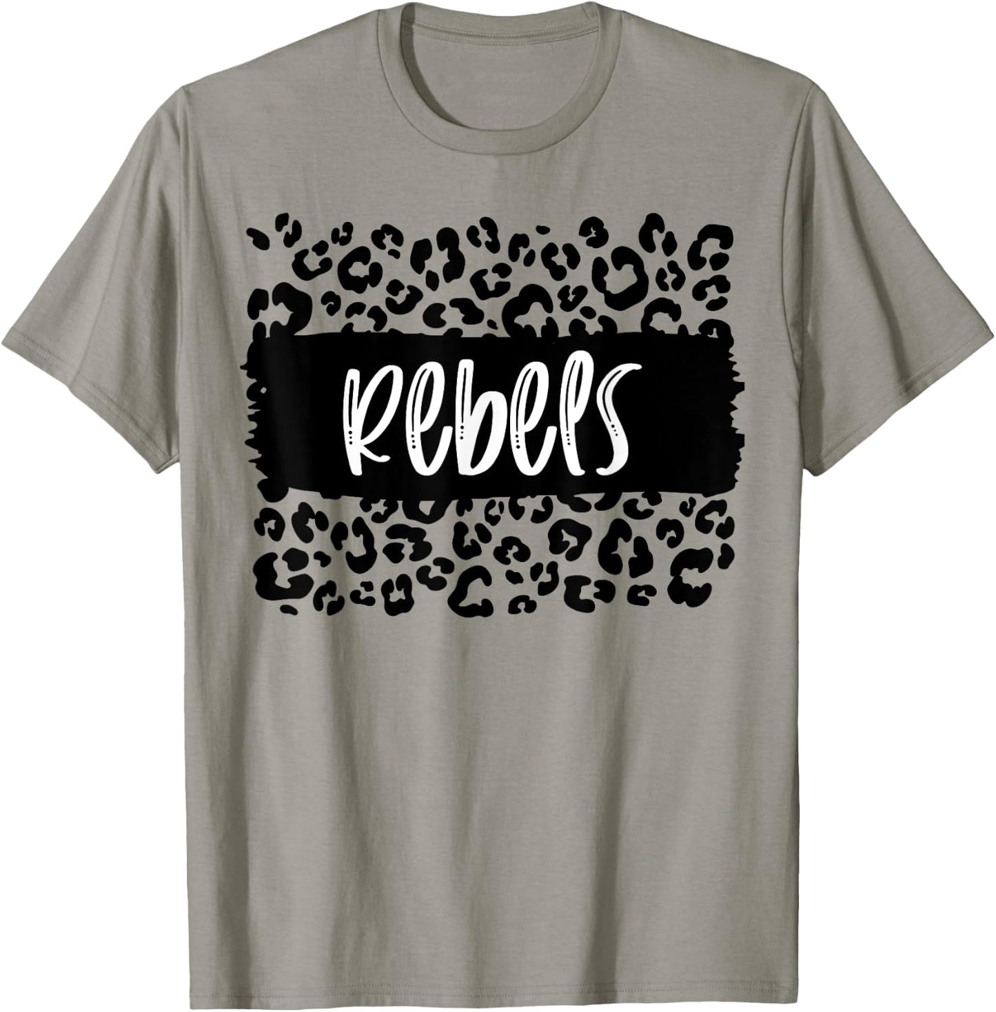 Rebels Team Mascot School Spirit Game Night Leopard Print T-Shirt - T-Shirt | Sand