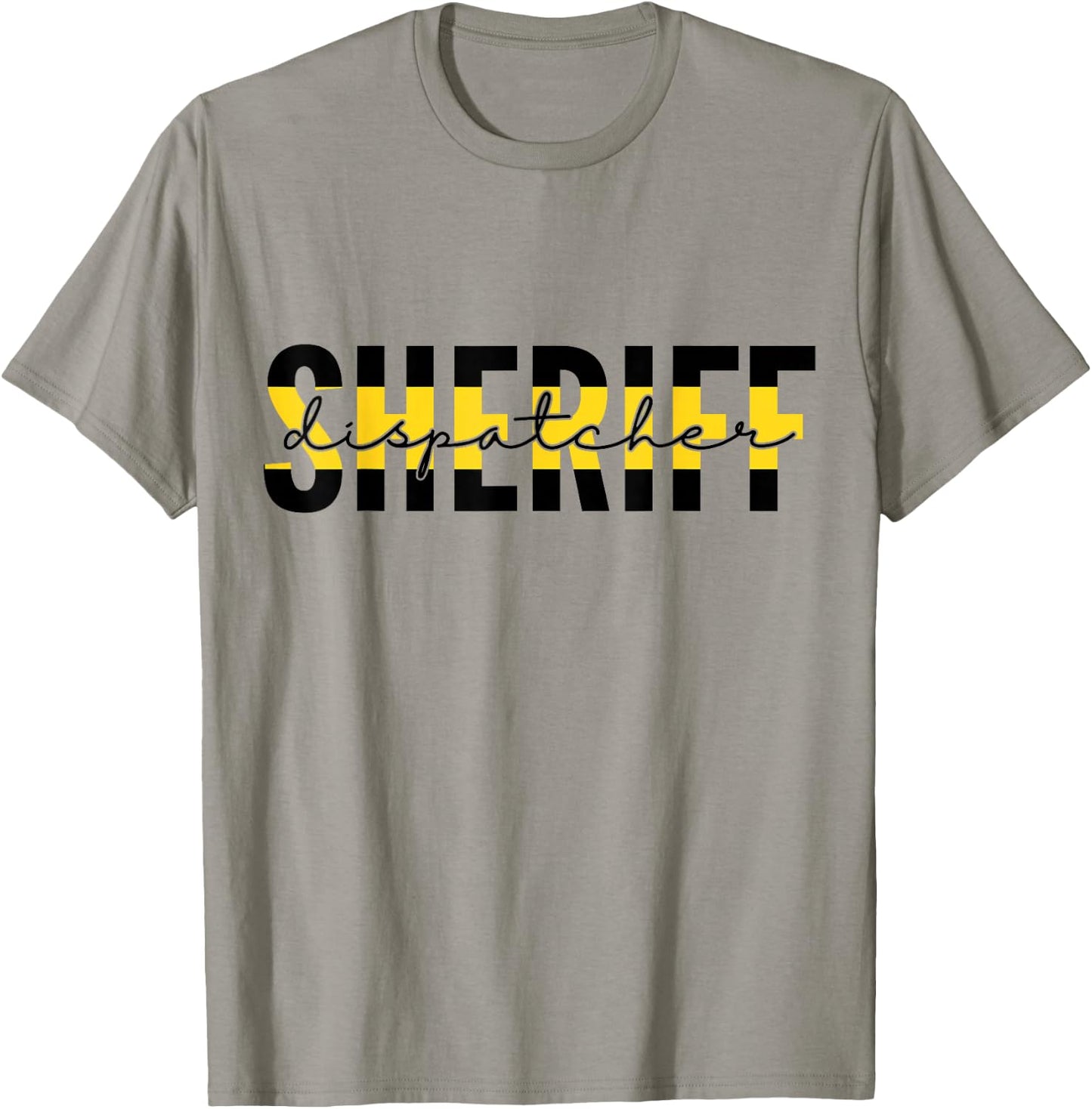 Proud Sheriff Dispatcher Thin Gold Line 911 Dispatch T-Shirt - T-Shirt | Sand