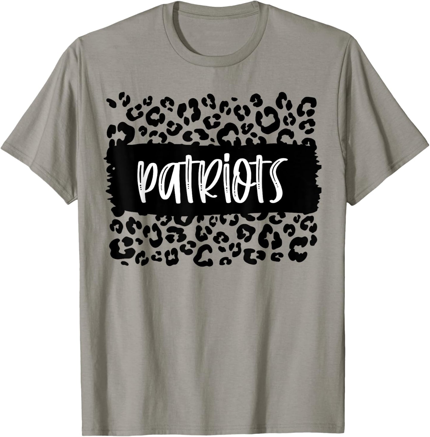 Patriots Team Mascot School Spirit Game Night Leopard Print T-Shirt - T-Shirt | Sand