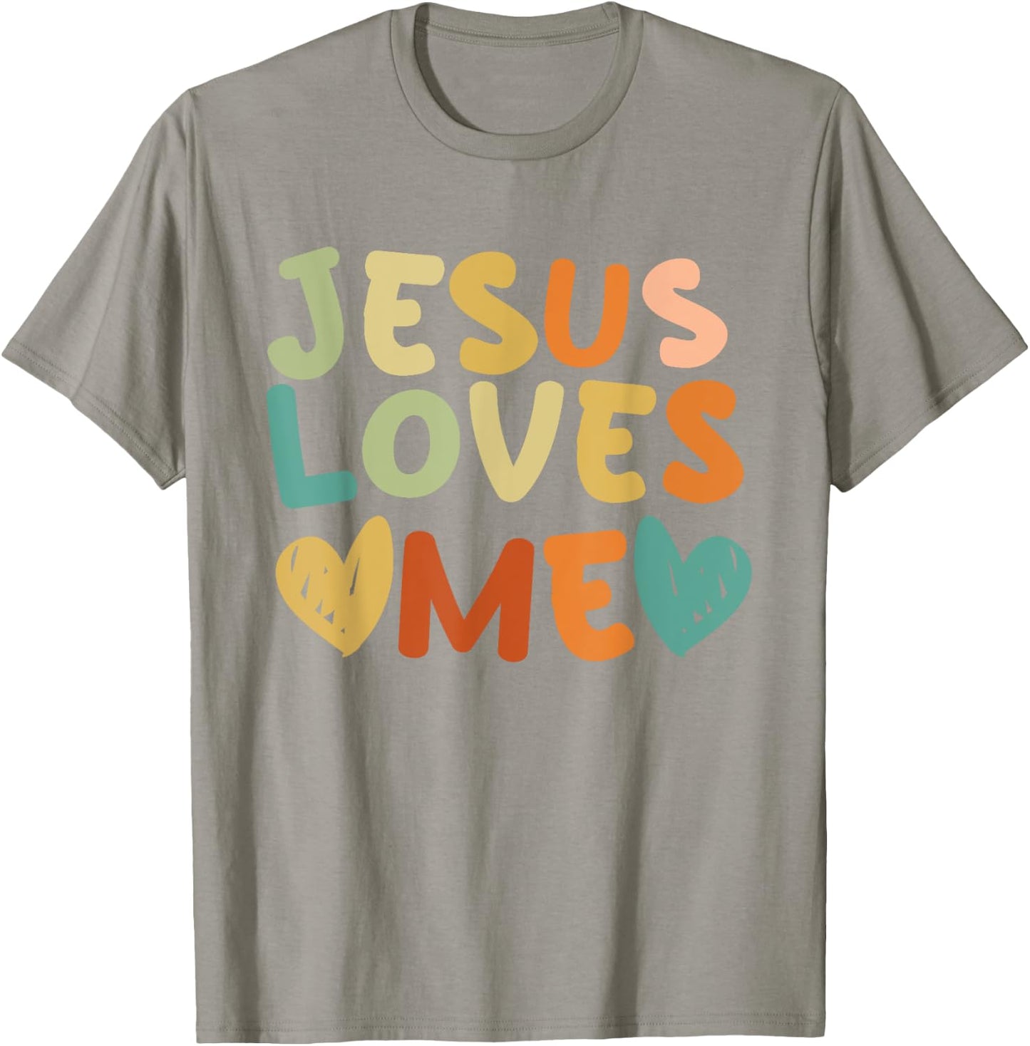 Groovy Jesus Loves Me Biblical Christian Church Retro T-Shirt - T-Shirt | Sand