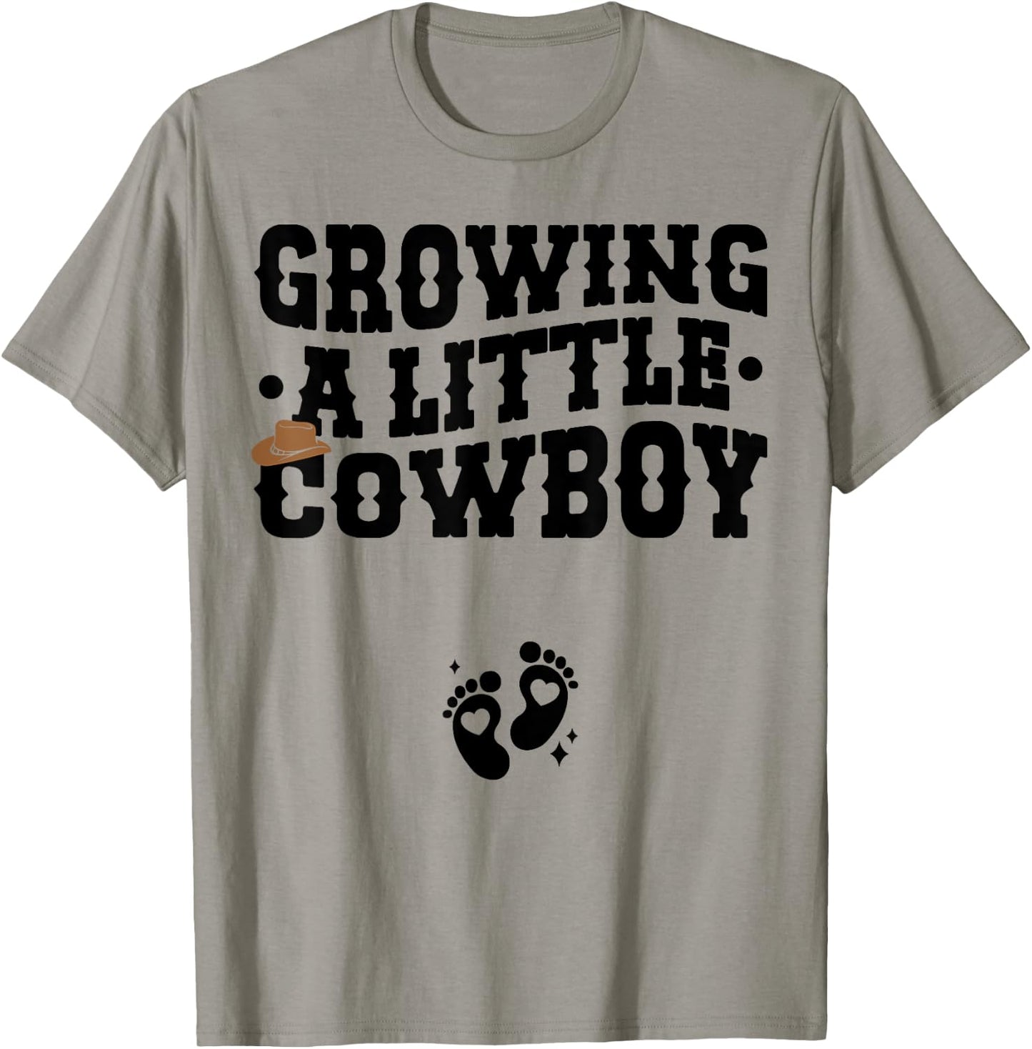 Country Pregnancy Announcement - Growing a Little Cowboy T-Shirt - T-Shirt | Sand