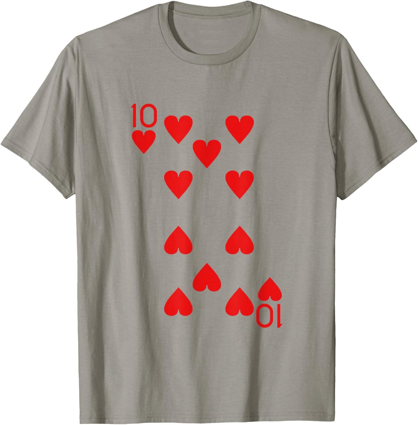 Ten of Hearts Royal Flush Costume Halloween Playing Cards T-Shirt - T-Shirt | Sand