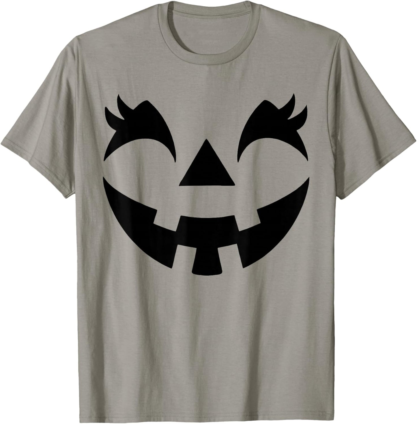Jack O Lantern Face Pumpkin Eyelashes Hallowen Costume Funny T-Shirt - T-Shirt | Sand