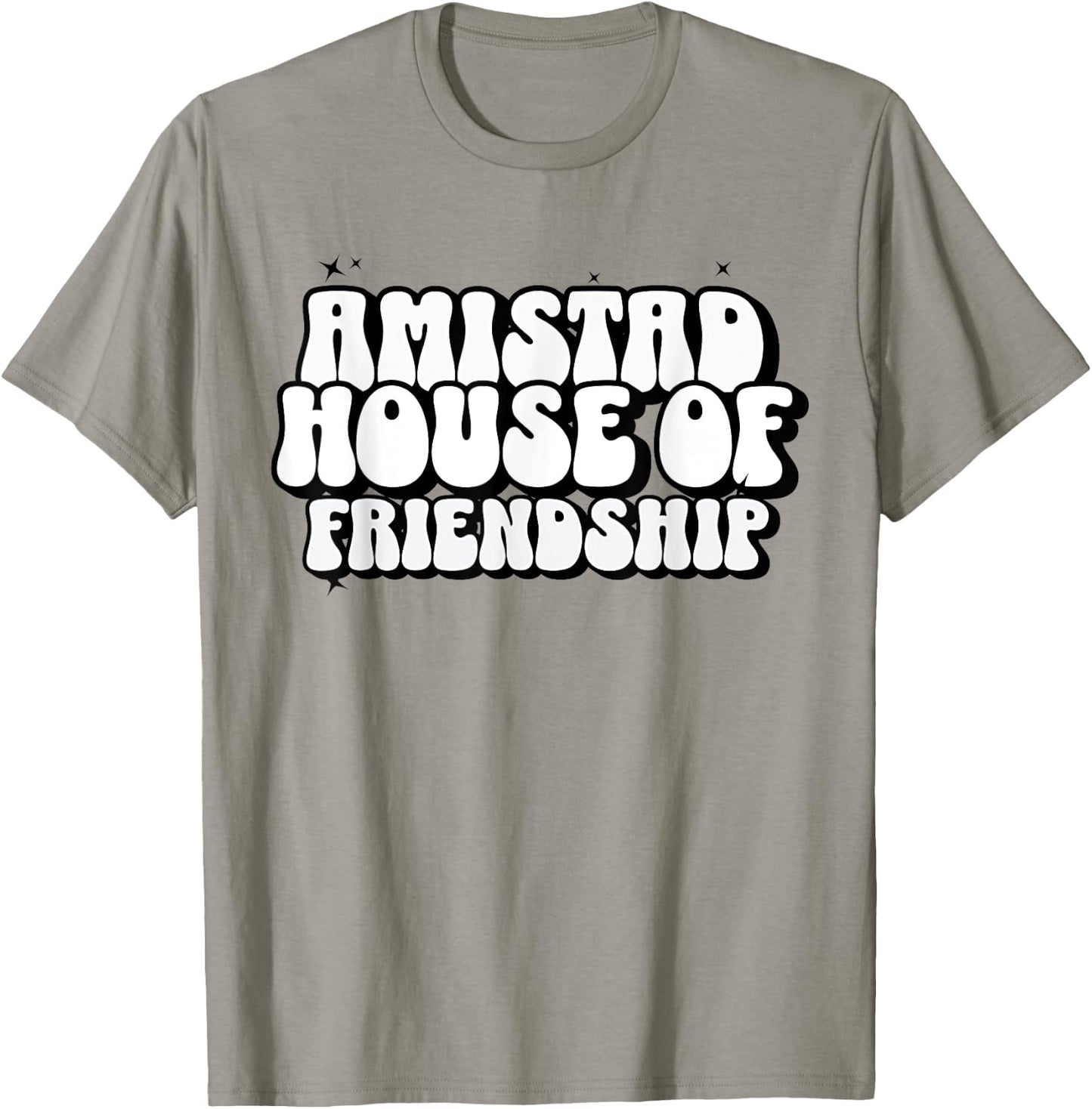 AMISTAD House Of Friendship Red Retro Groovy Social AMISTAD T-Shirt - T-Shirt | Sand