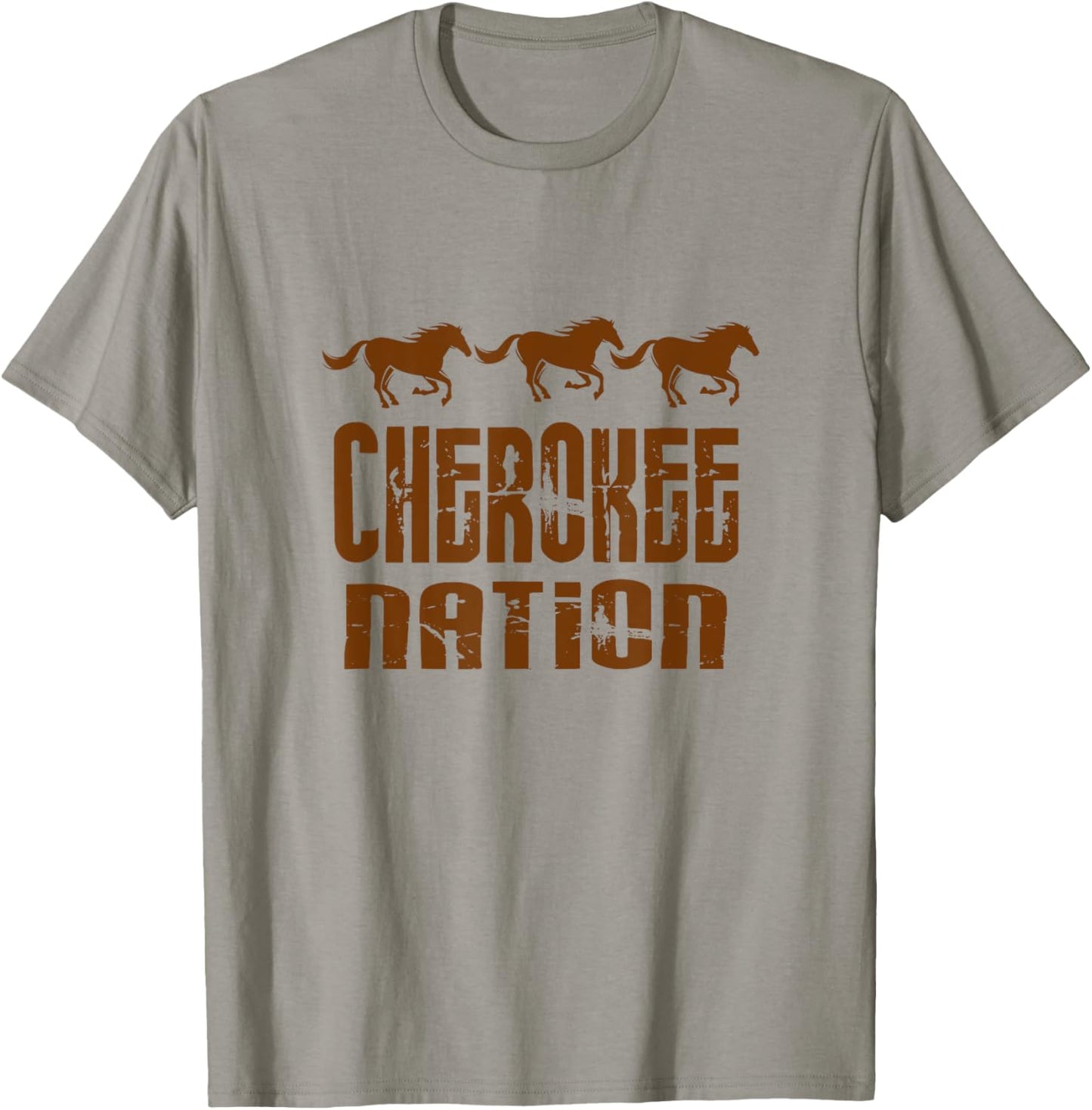 Cherokee Nation With Running Horses T-Shirt - T-Shirt | Sand
