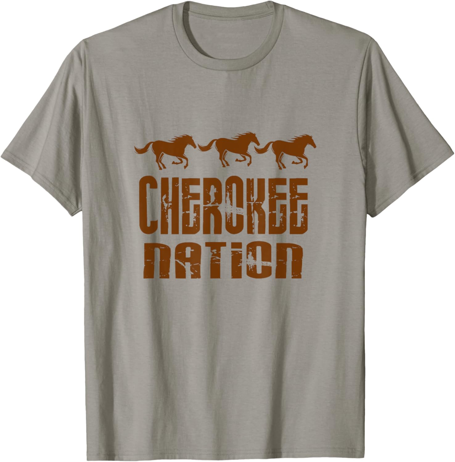 Cherokee Nation With Running Horses T-Shirt - T-Shirt | Sand