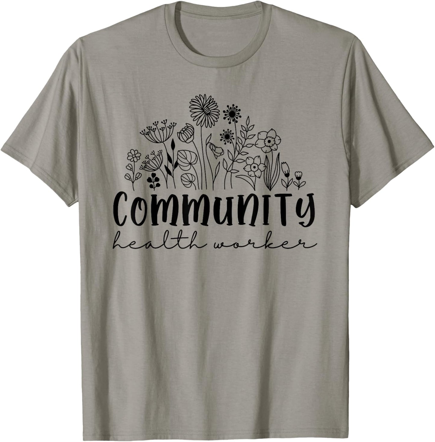 Retro Wildflower Community Health Worker Women Squad Nurse T-Shirt - T-Shirt | Sand