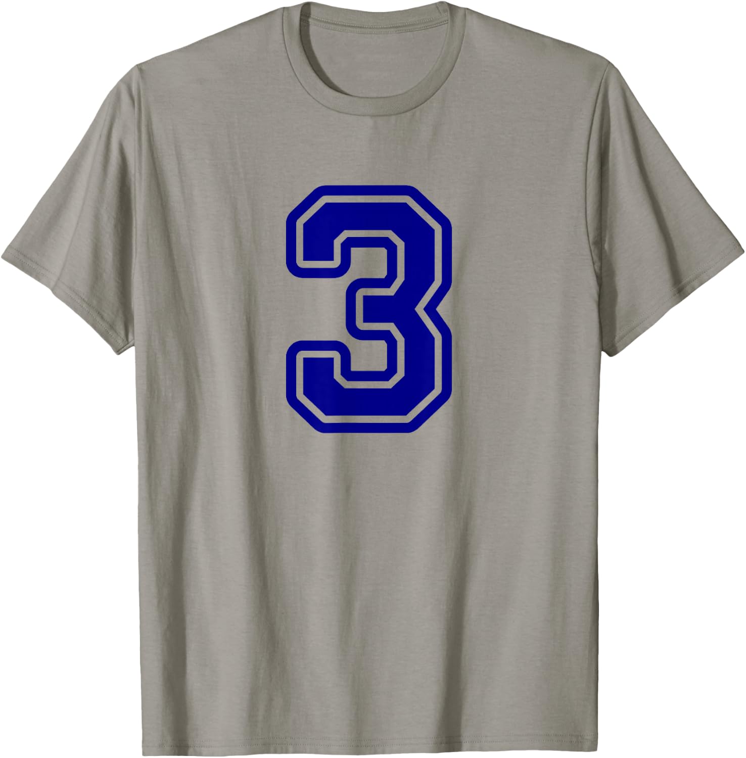 Number #3 Blue Sport Varsity Number 3 T-Shirt - T-Shirt | Sand
