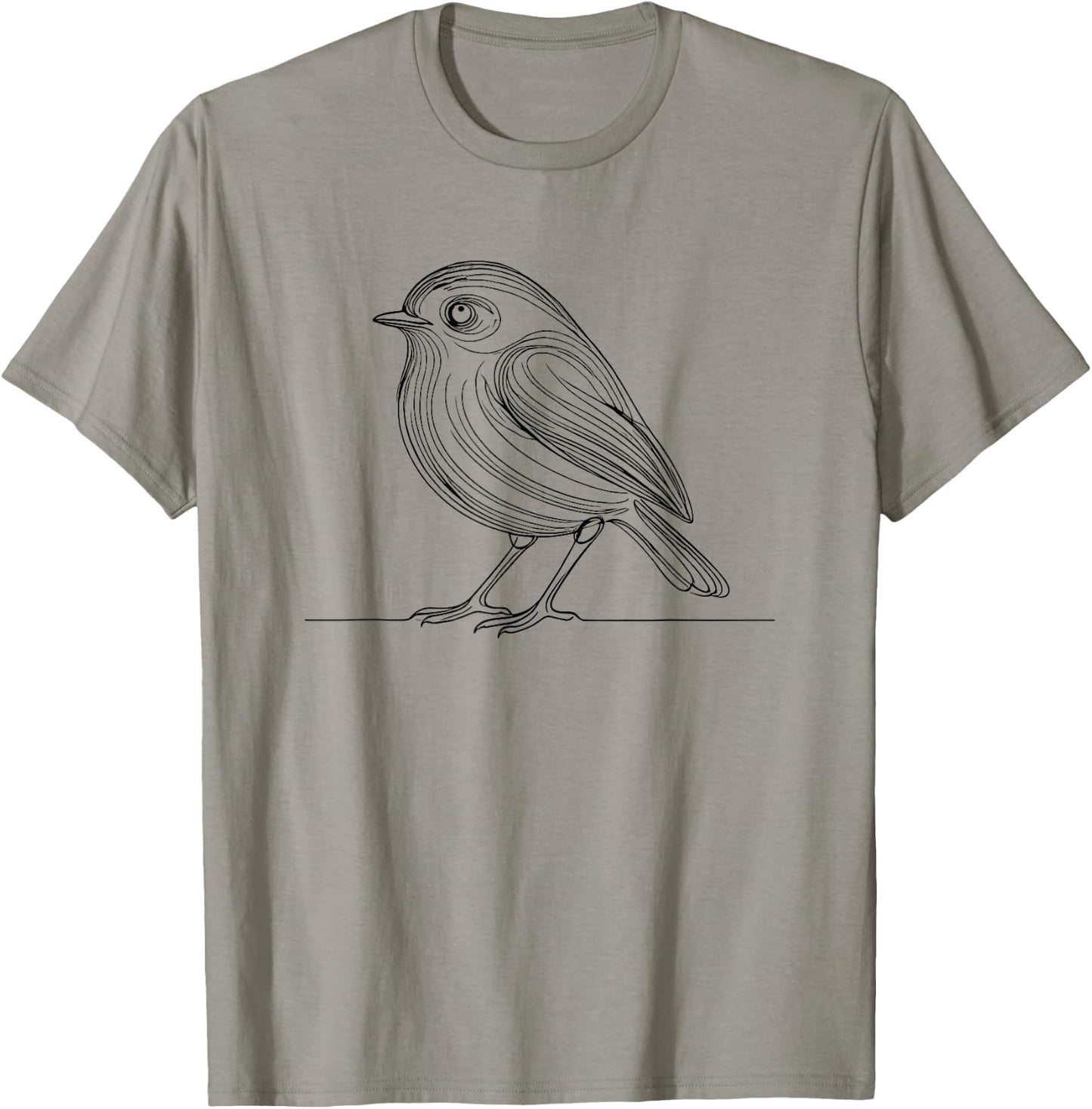 Line Art American Robin Bird T-Shirt - T-Shirt | Sand