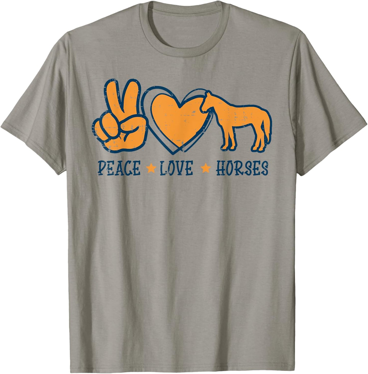 Peace Love Horses Cool Equestrian Hippie Men Women Kids T-Shirt - T-Shirt | Sand