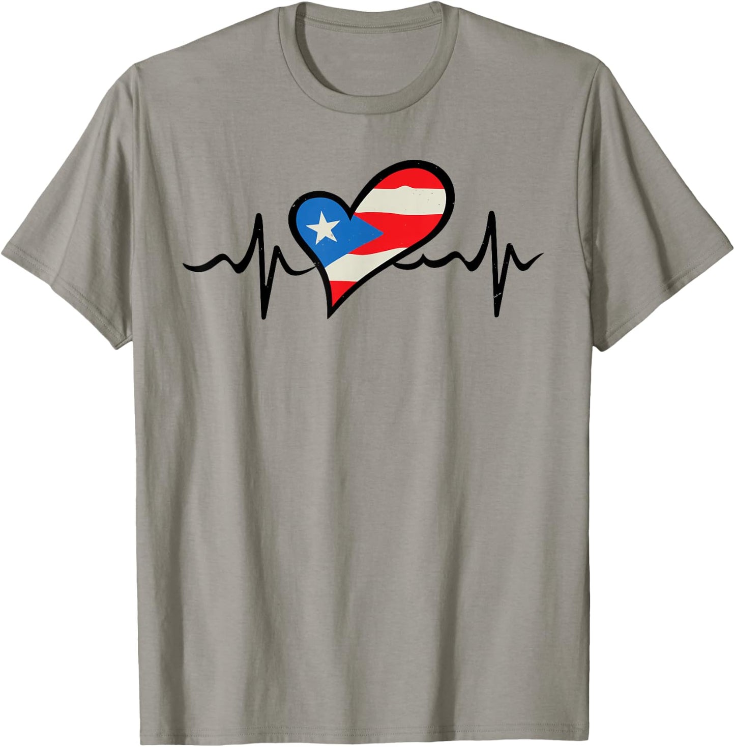 Puerto Rico Flag Heartbeat Puerto Rican Boricua Men Hispanic T-Shirt - T-Shirt | Sand