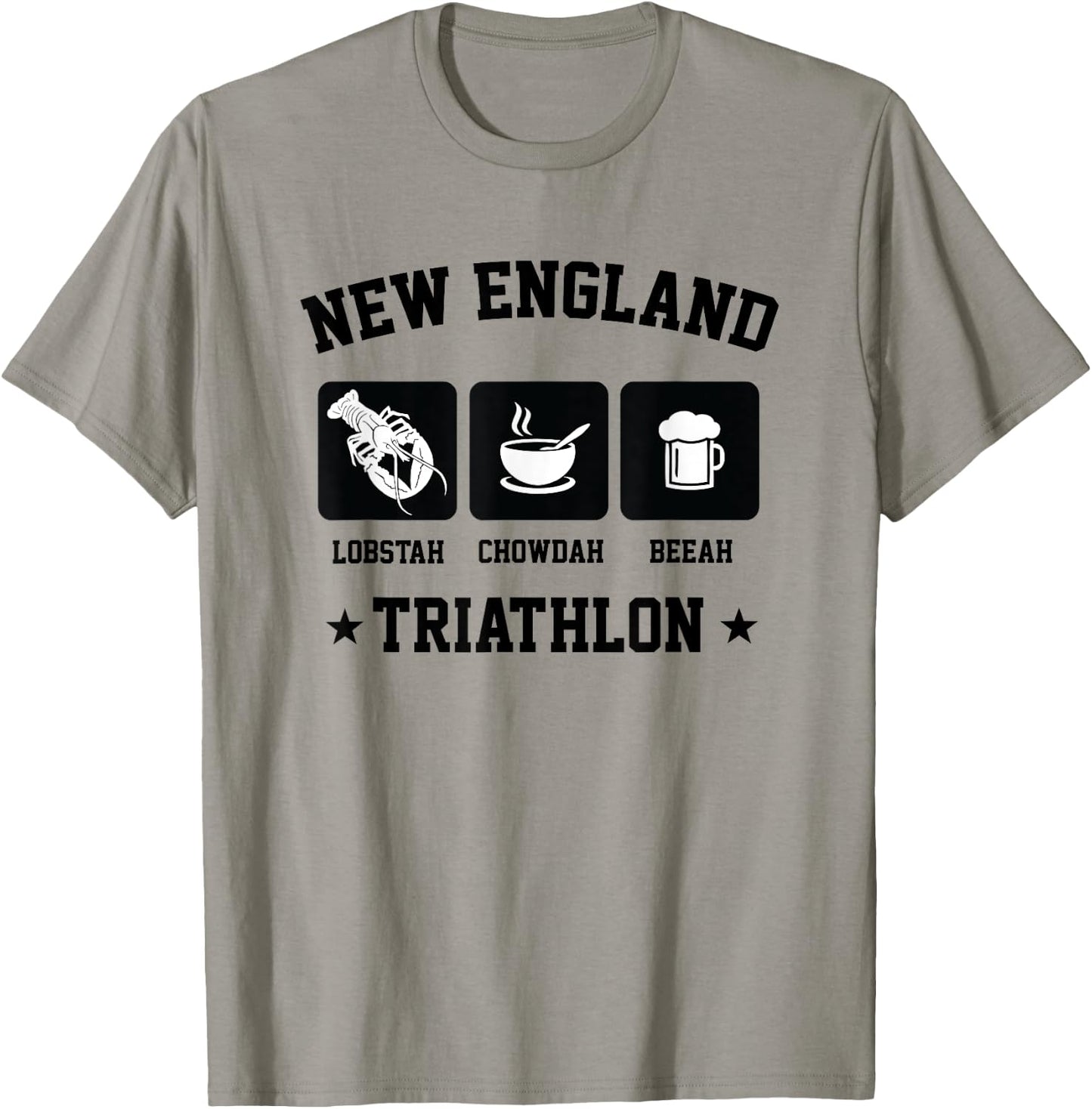 New England Triathlon Lobster Clam Chowder and Beer T-Shirt - T-Shirt | Sand