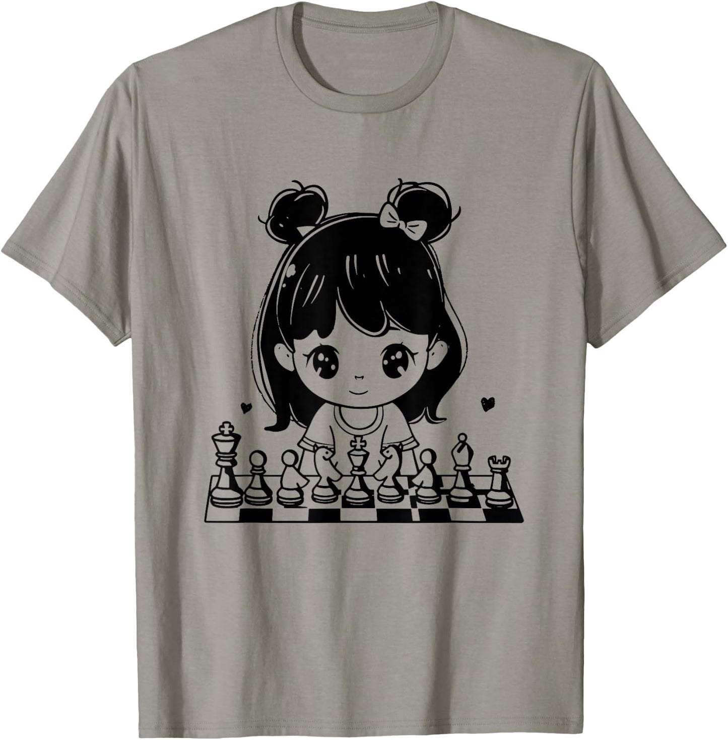 Chess Girl Cartoon Style Tabletop Games T-Shirt - T-Shirt | Sand