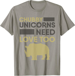 Chubby Unicorns Need Love Too Rhino Rhinoceros T-Shirt - T-Shirt | Sand
