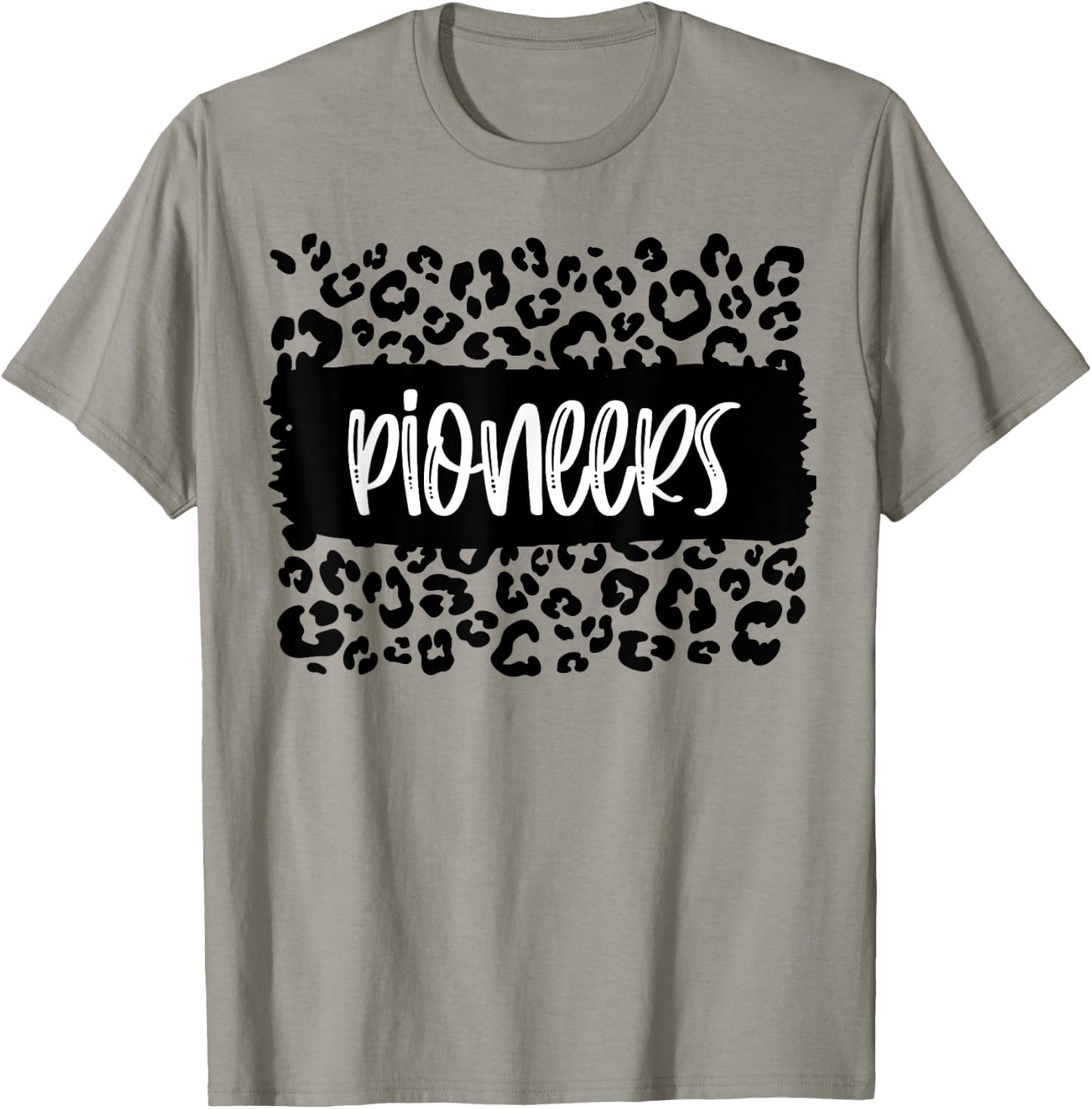 Pioneers Team Mascot School Spirit Game Night Leopard Print T-Shirt - T-Shirt | Sand