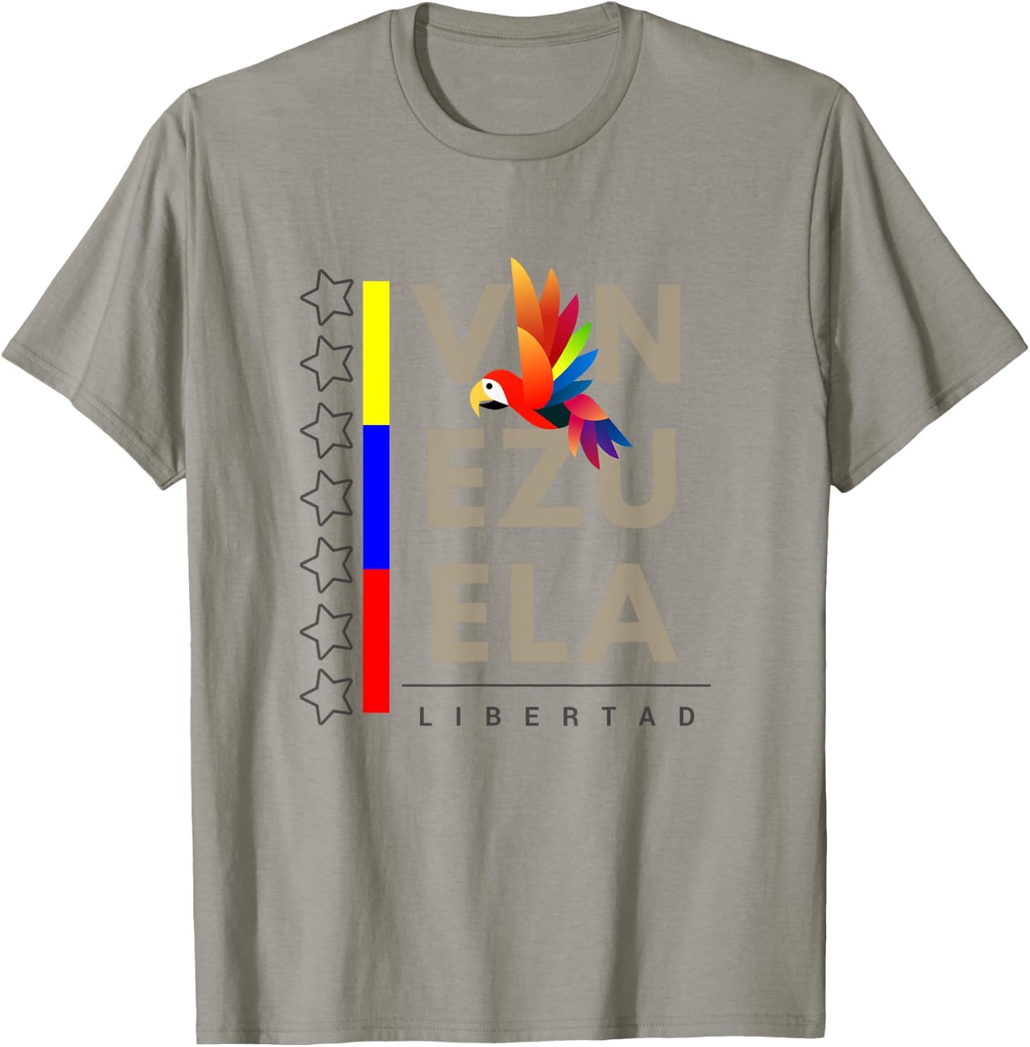Venezuelan Flag Apparel with 7 Stars Guacamaya Tricolor T-Shirt - T-Shirt | Sand