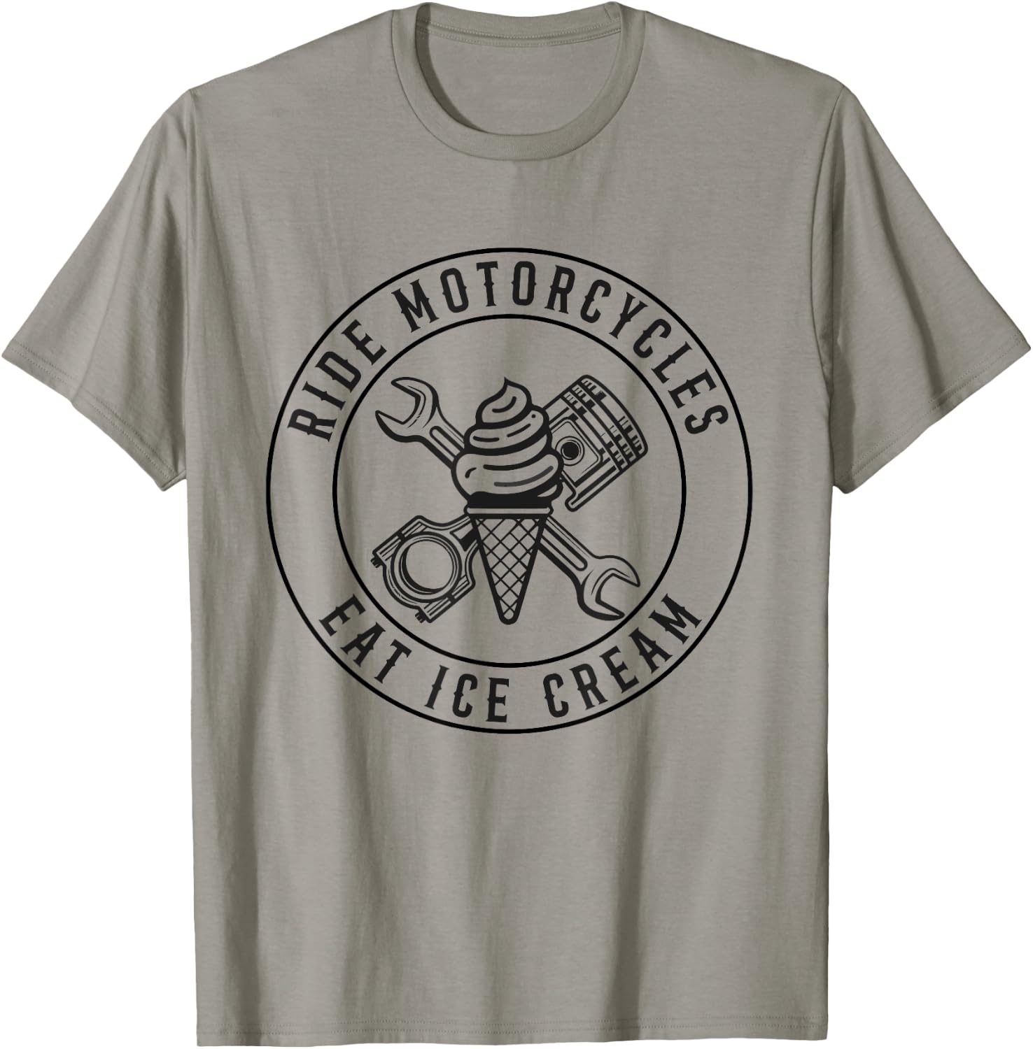 Ride Motorcycles Eat Ice Cream Funny Riding Biker Men Women T-Shirt - T-Shirt | Sand