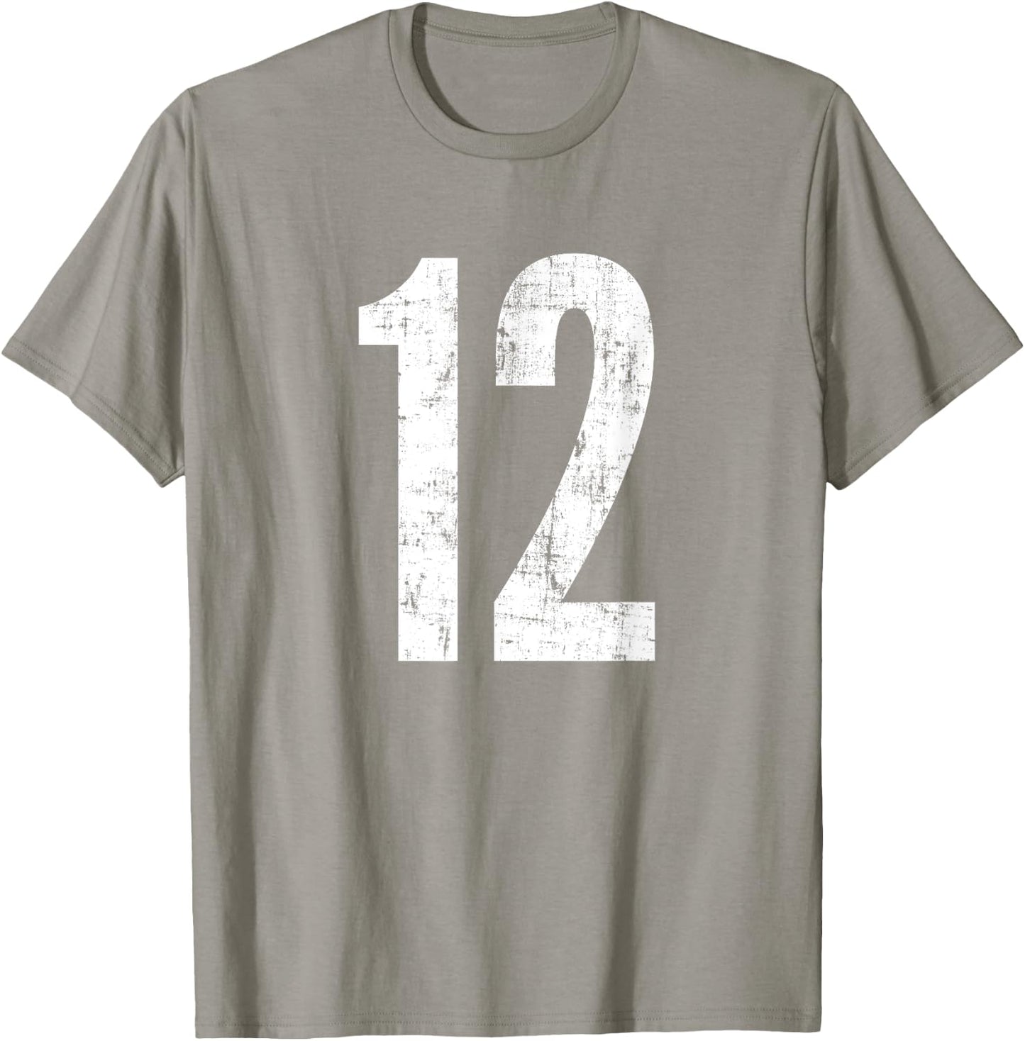Number 12 Twelve Distressed Vintage Sport Team Player's T-Shirt - T-Shirt | Sand