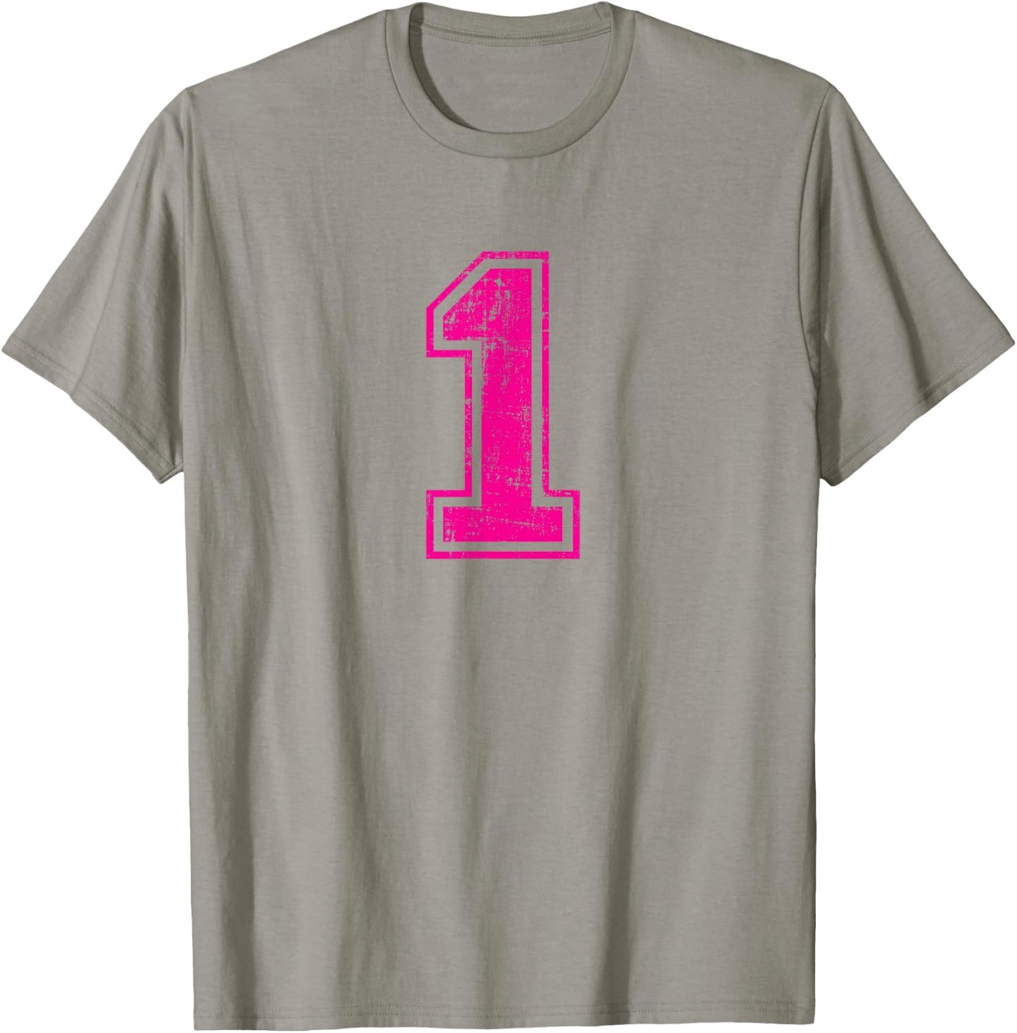Number 1 One Varsity Distressed Vintage Sport Team Player's T-Shirt - T-Shirt | Sand