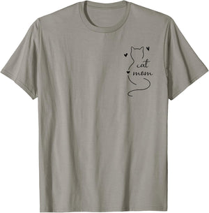 New 2025 Minimalistic Cat Mom T-Shirt - T-Shirt | Sand