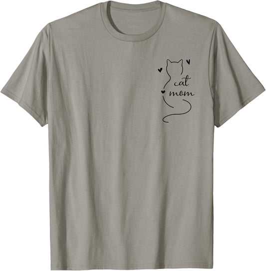 New 2025 Minimalistic Cat Mom T-Shirt - T-Shirt | Sand