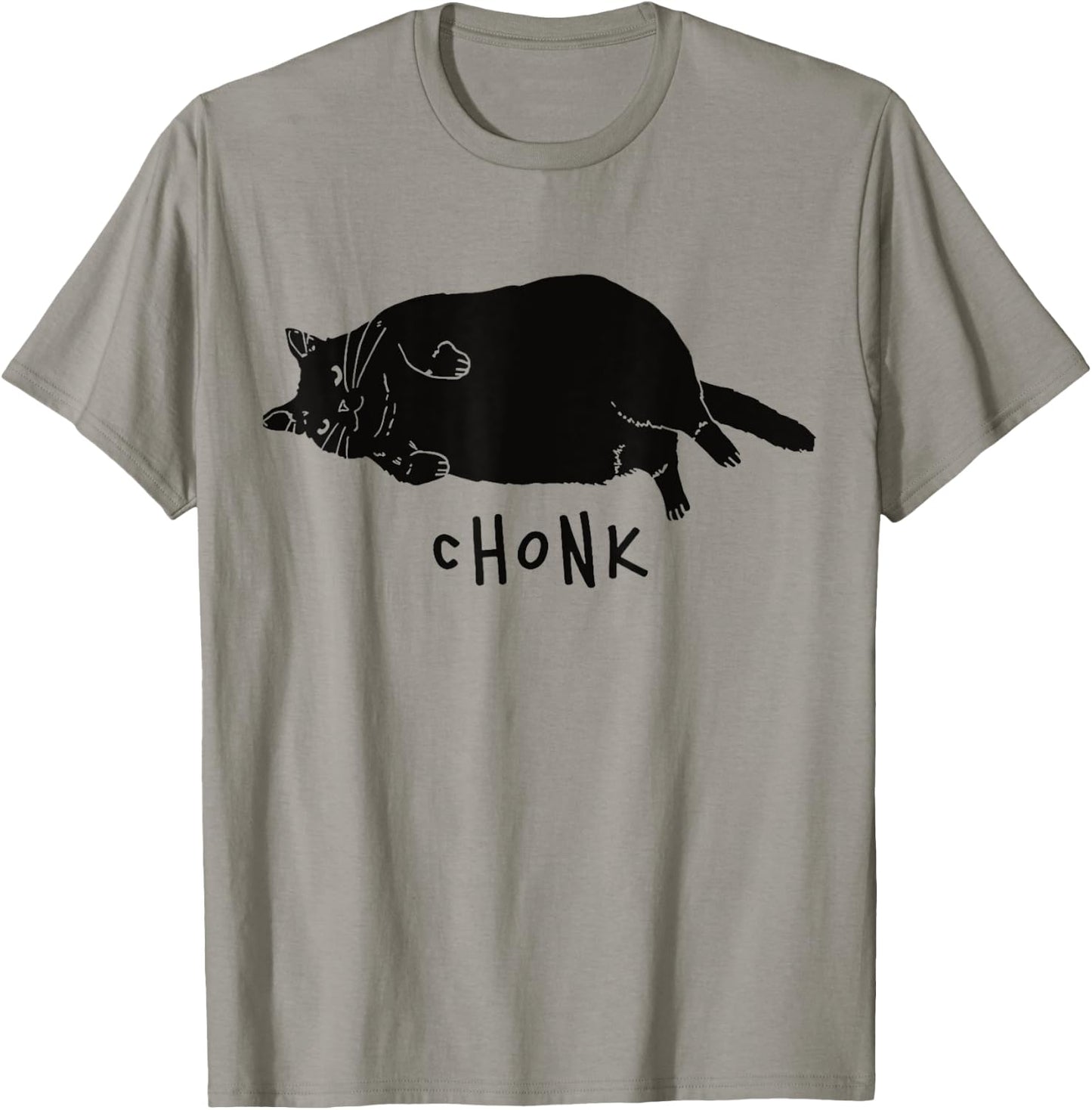 Black Cat Chonk Funny Black Cat Meme Fat Chonky Cat Men Women T-Shirt - T-Shirt | Sand