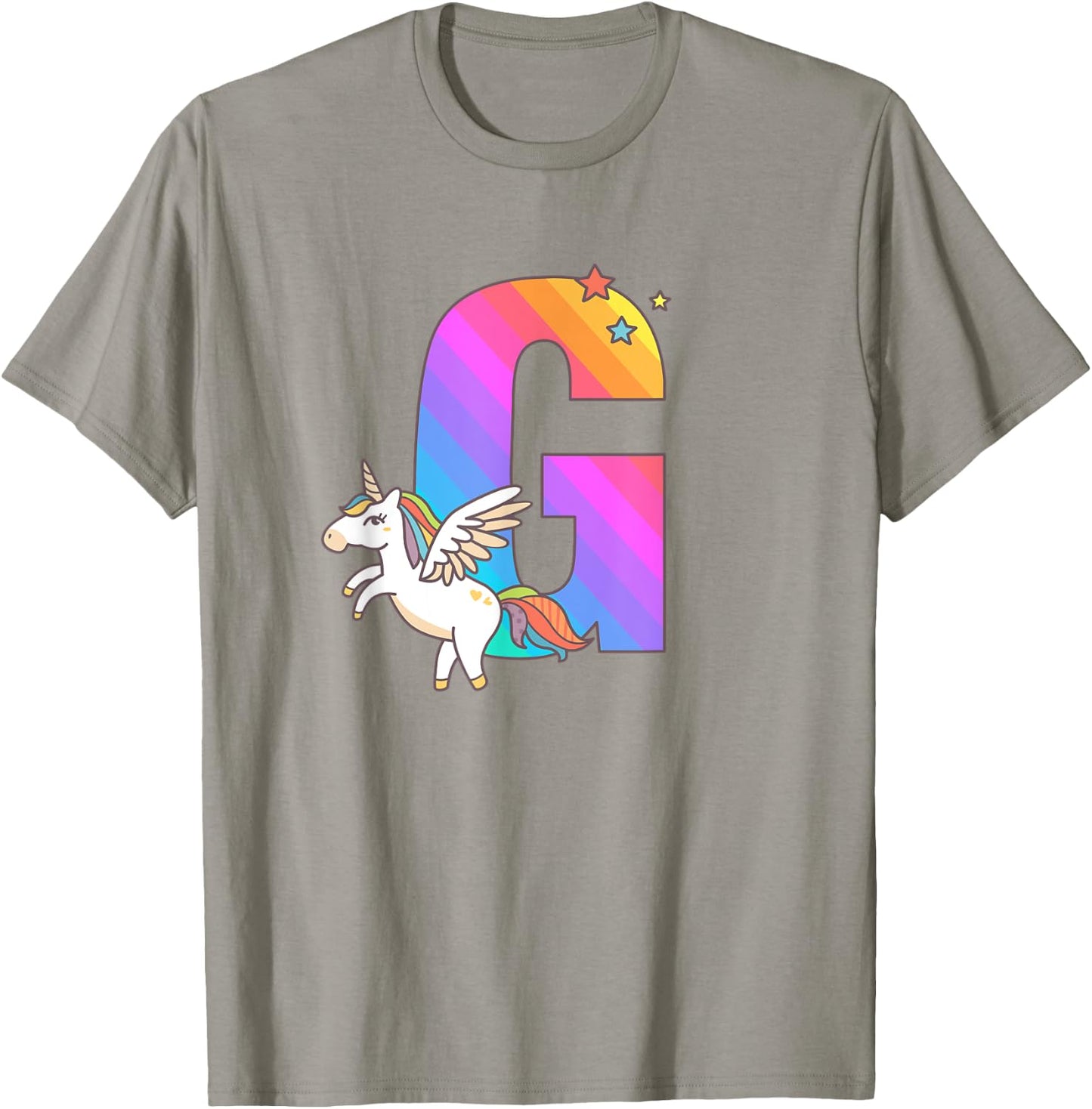 Unicorn Monogram Letter G Initial Cute Girls Birthday Gift T-Shirt - T-Shirt | Sand