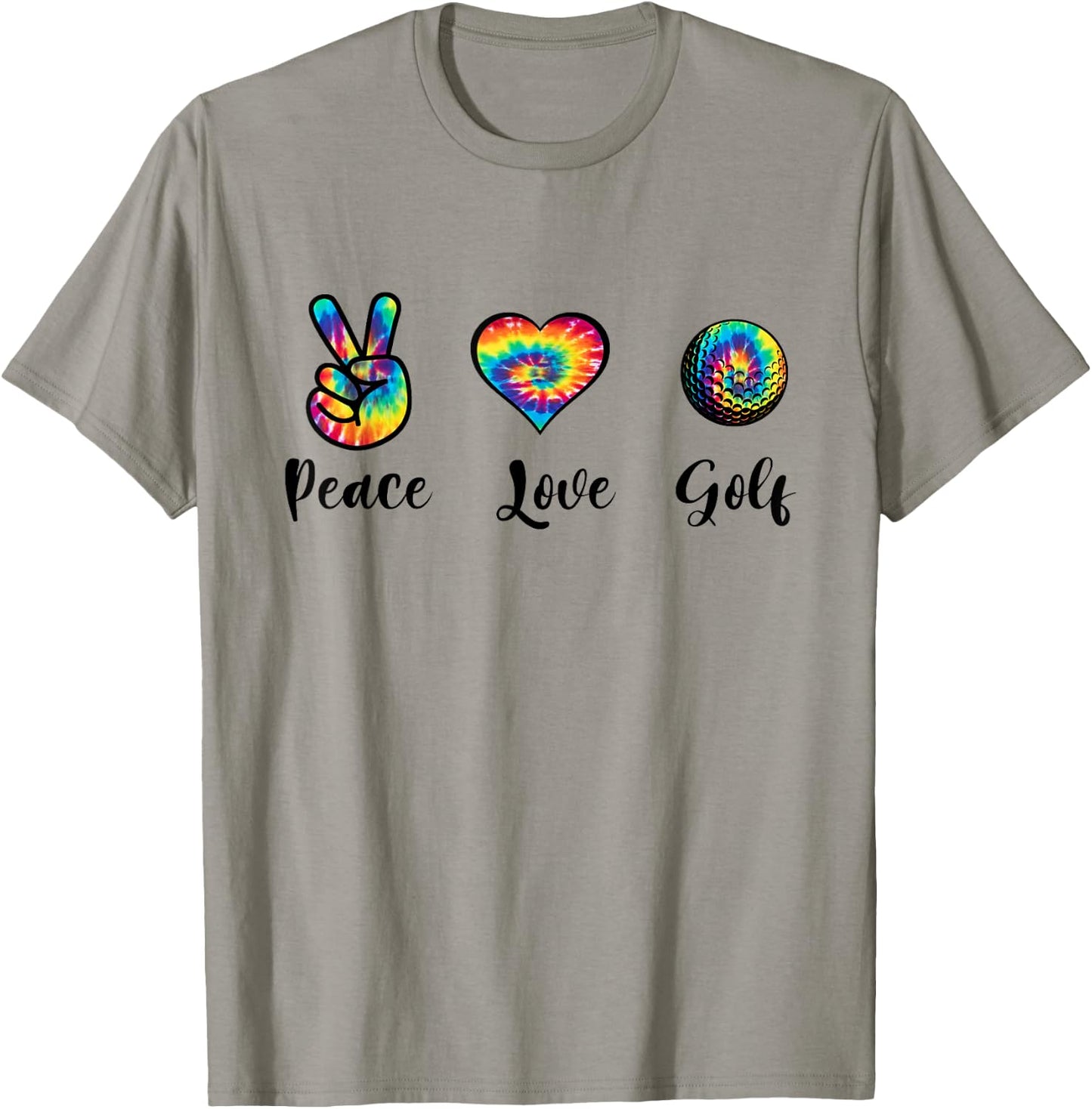 Funny Peace Love Golf Tie Dye Golf Lovers Golfer Golfing T-Shirt - T-Shirt | Sand