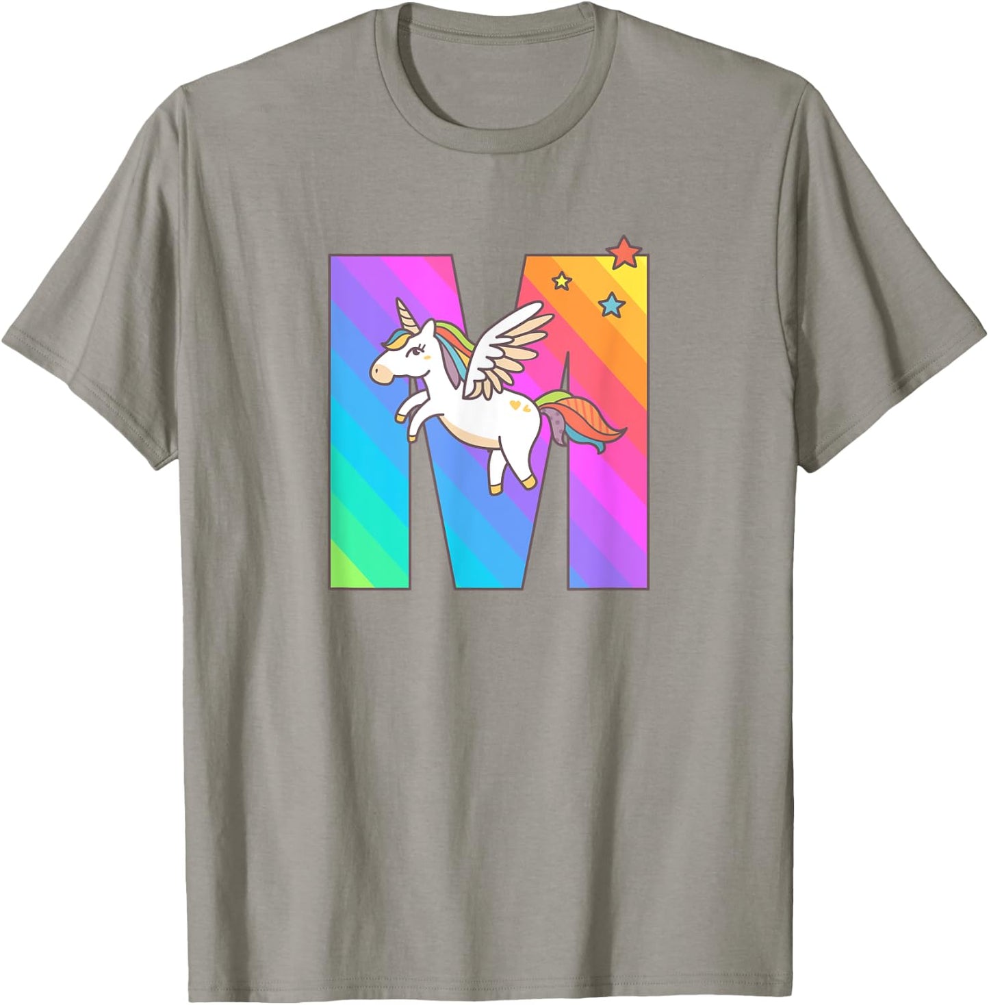 Unicorn Monogram Letter M Initial Cute Girls Birthday Gift T-Shirt - T-Shirt | Sand
