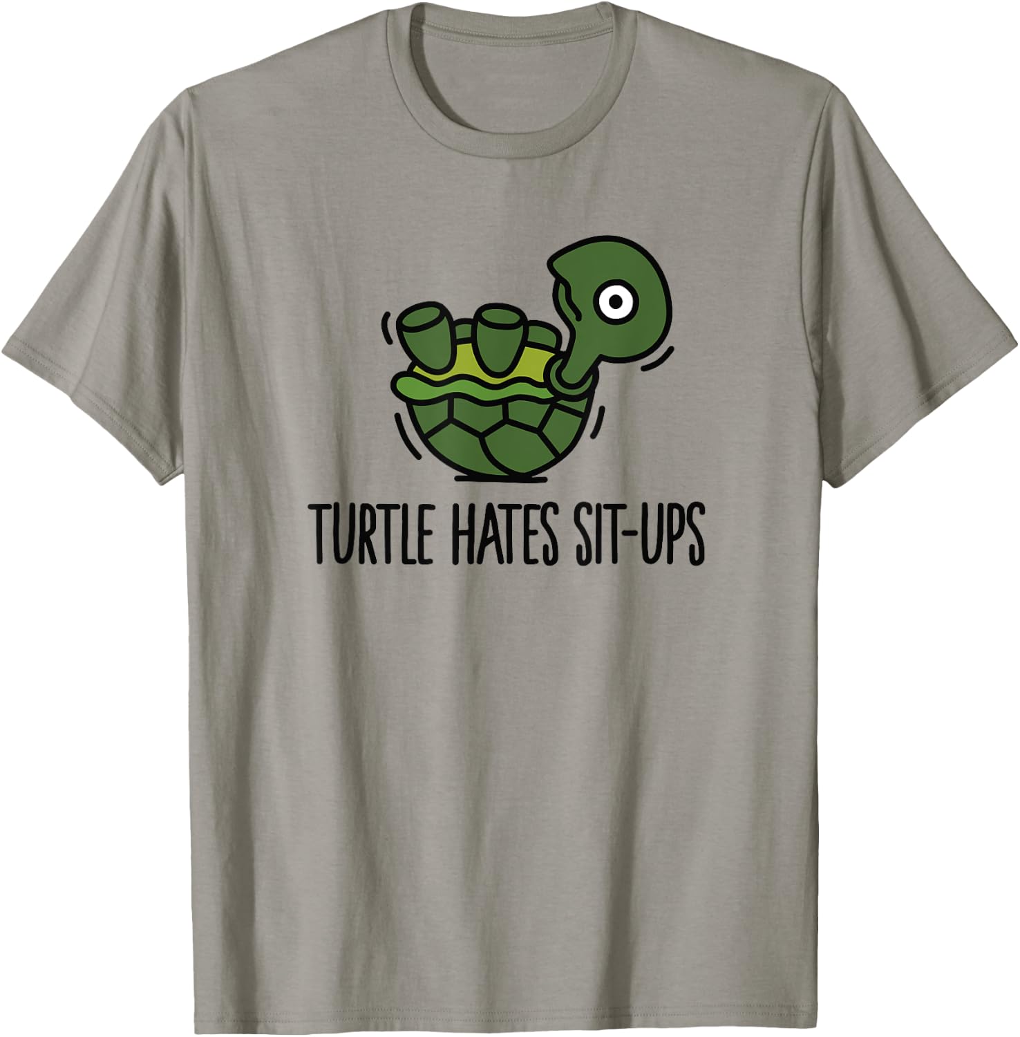 Funny Turtle hates sit-ups abs six-pack workout T-Shirt - T-Shirt | Sand