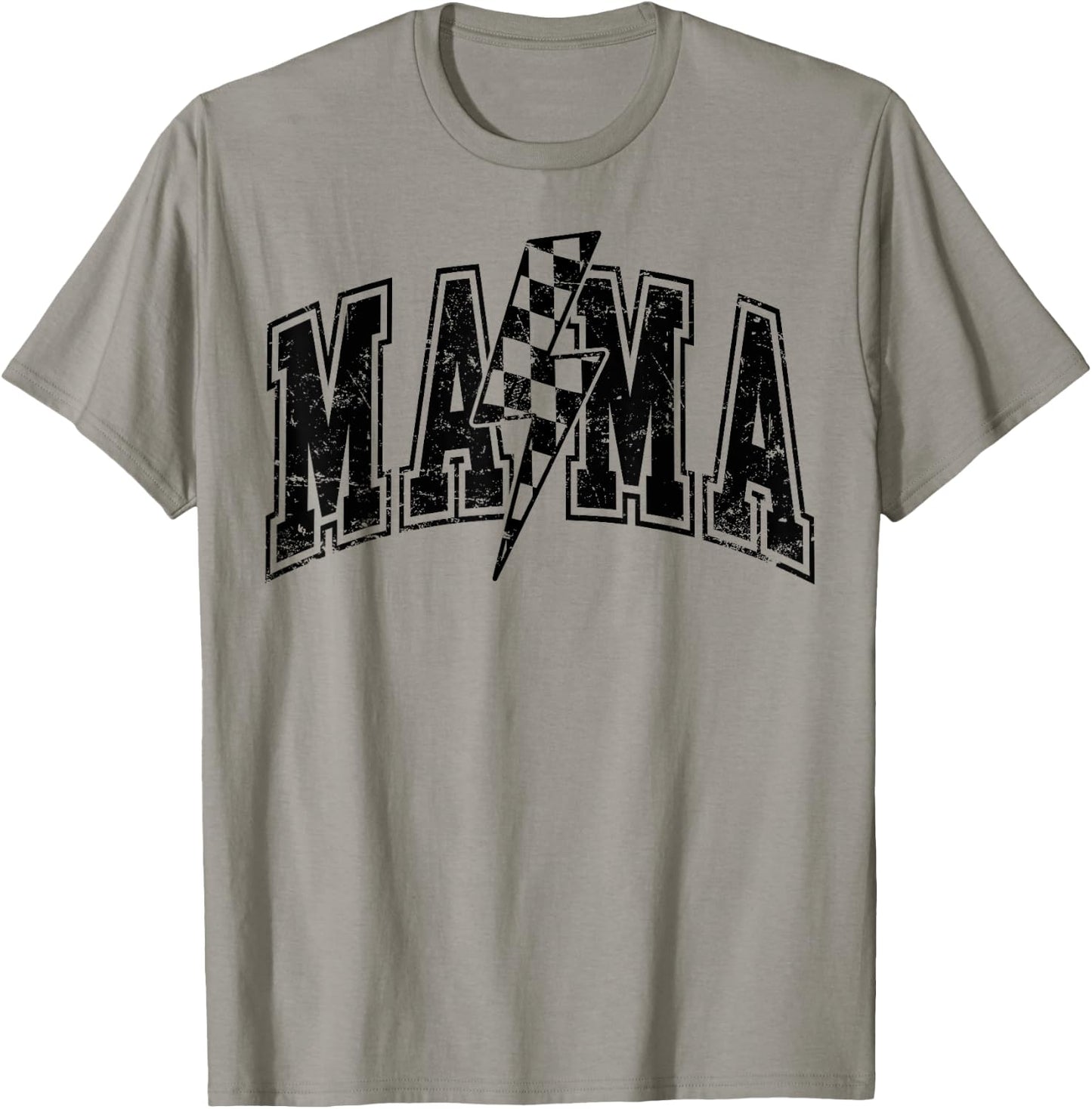 Mama Lightning Bolt Checkered Varsity Mom Women Mother's Day T-Shirt - T-Shirt | Sand
