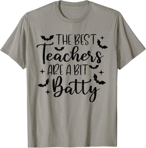 Retro The Best Teachers Are A Bit Batty Halloween Teacher T-Shirt - T-Shirt | Sand