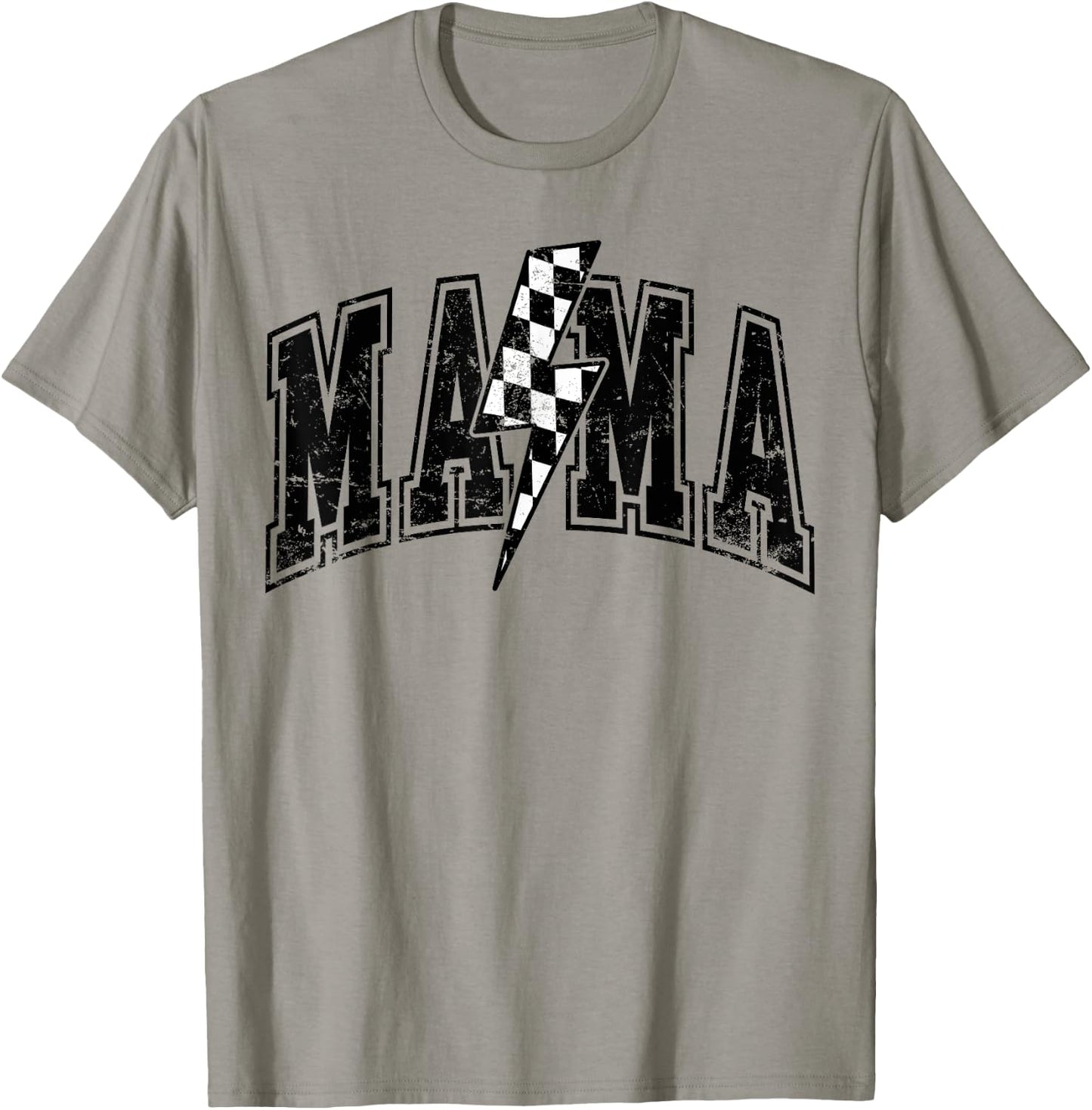 Mama Lightning Bolt Checkered Mother's Day Varsity For Mom T-Shirt - T-Shirt | Sand
