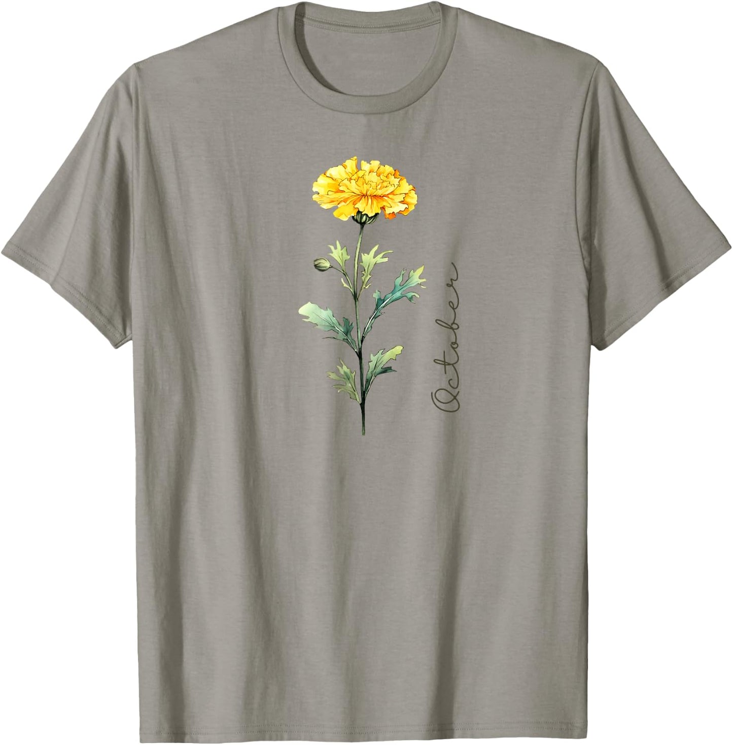 October Birthday Marigold Birth Flower T-Shirt - T-Shirt | Sand