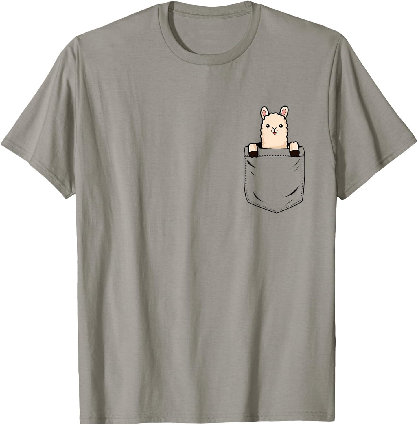 Llama Lovers Cute Funny Llama In Pocket T-Shirt - T-Shirt | Sand