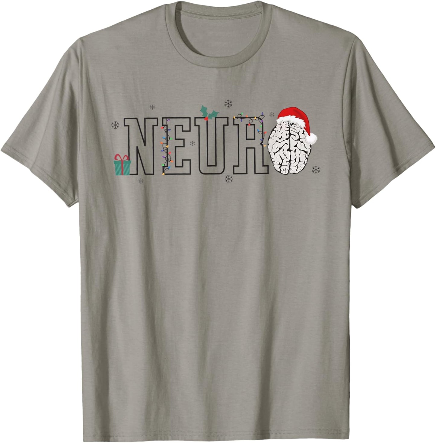 Neuro Christmas Neurology Holiday Neuroscience Nurse Santa T-Shirt - T-Shirt | Sand