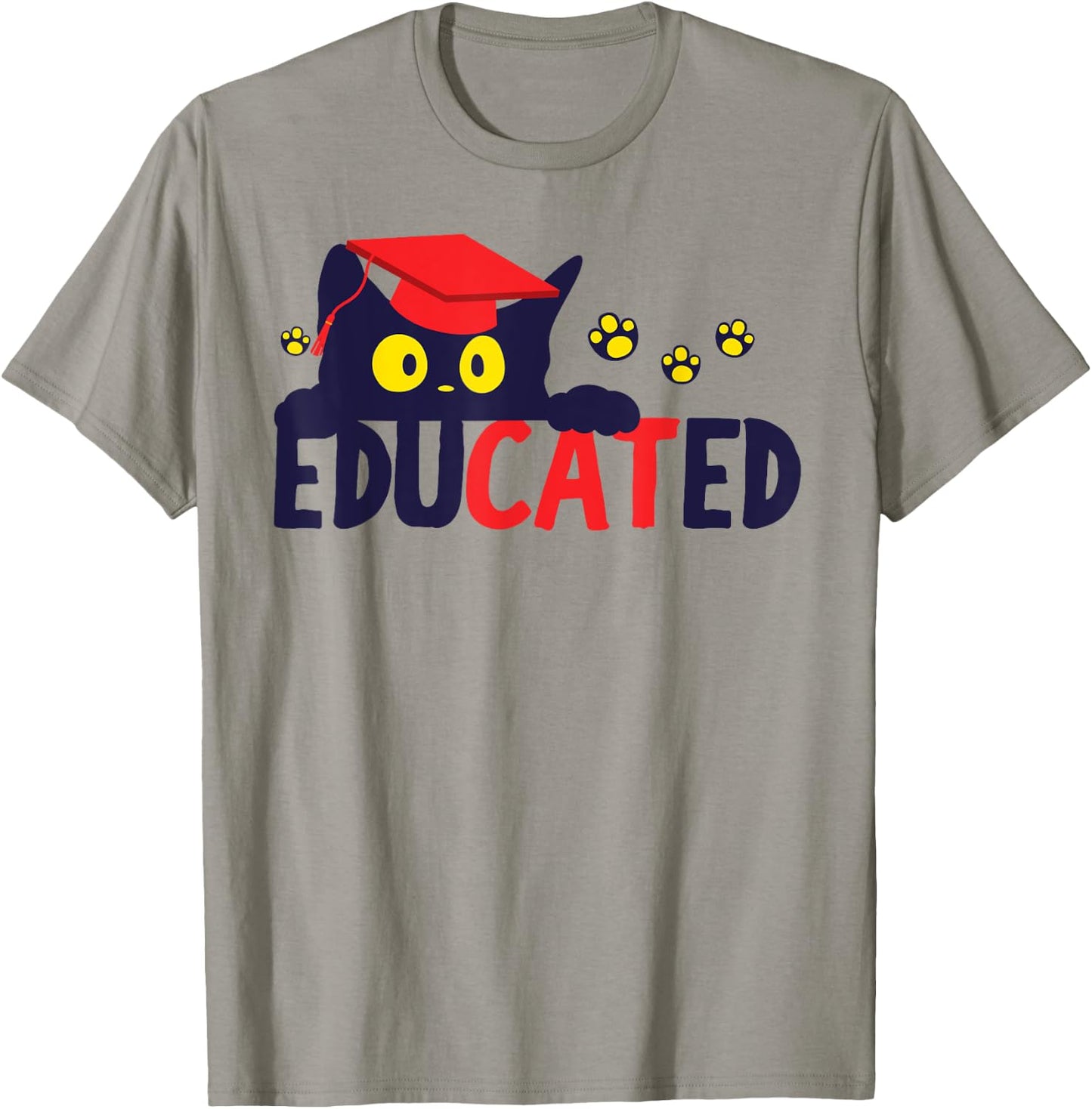 Educated Cat in Graduation Cap Funny Grad Women T-Shirt - T-Shirt | Sand