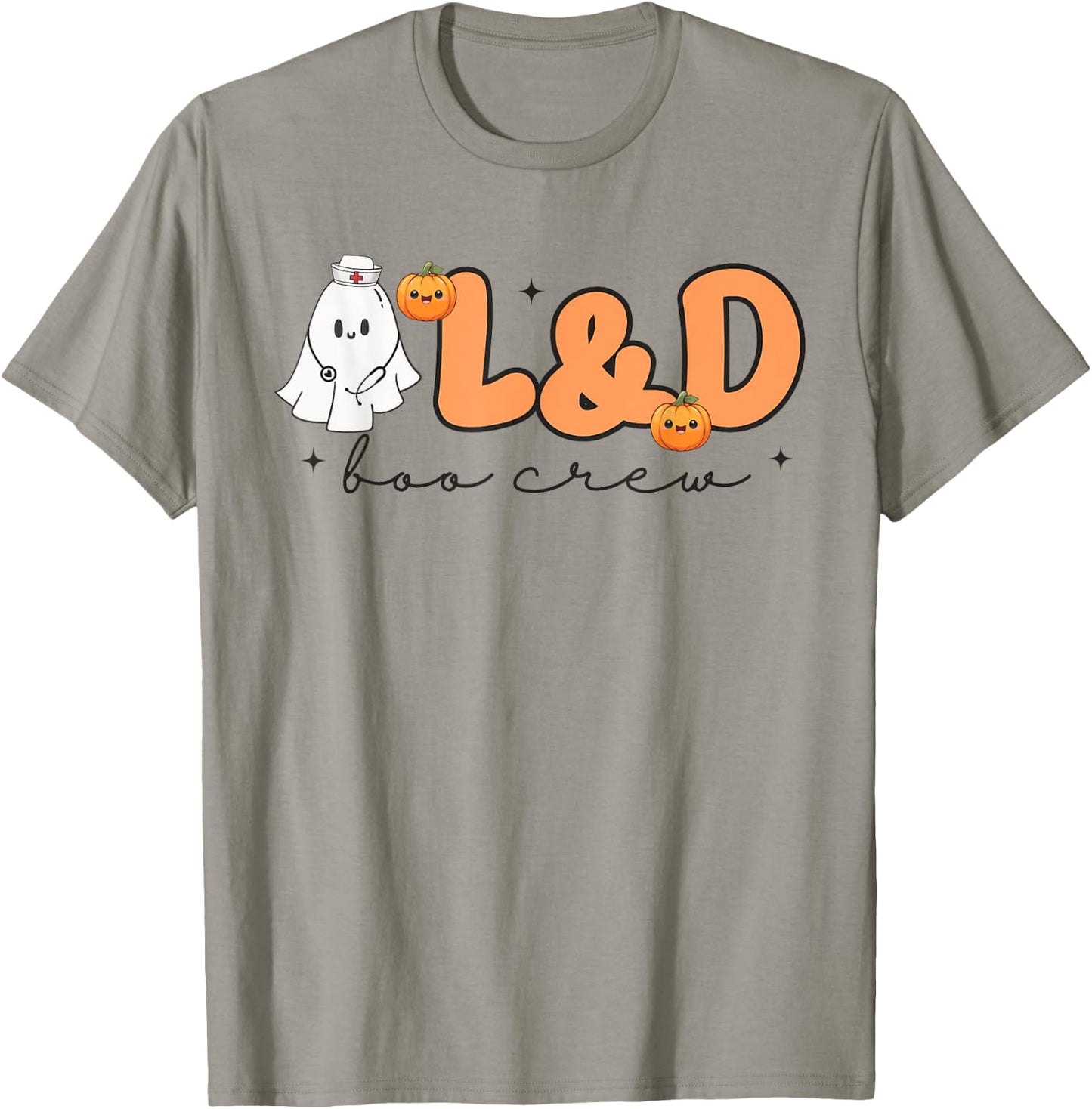 Labor Delivery Boo Crew Halloween Nurse Ghost Delivery Nurse T-Shirt - T-Shirt | Sand