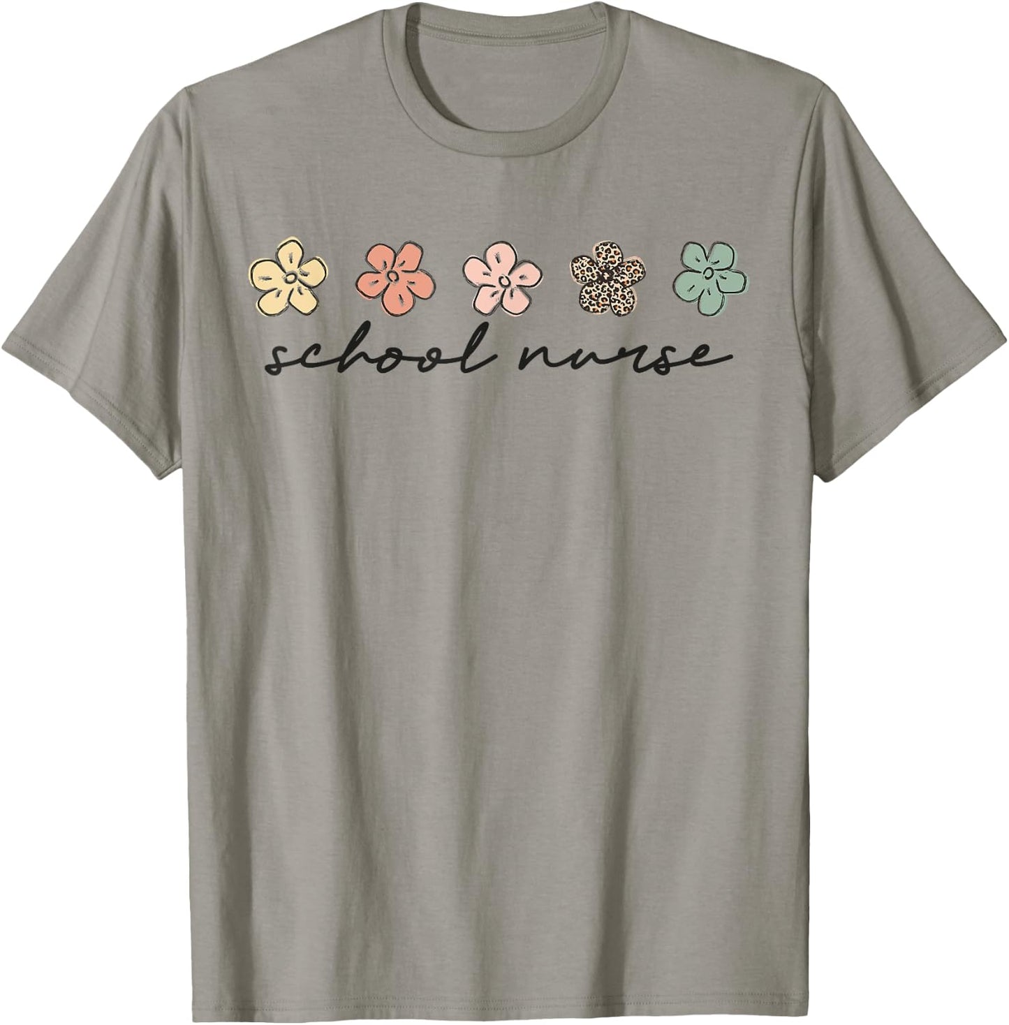 Cute leopard print School Nurse Appreciation nursing T-Shirt - T-Shirt | Sand