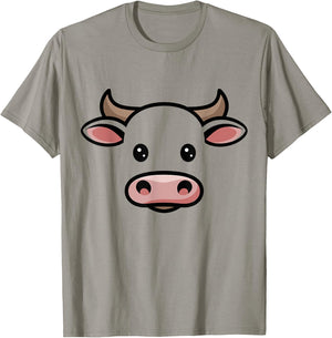 Halloween Cow Bull Face Costume Kids Cute Themed T-Shirt - T-Shirt | Sand