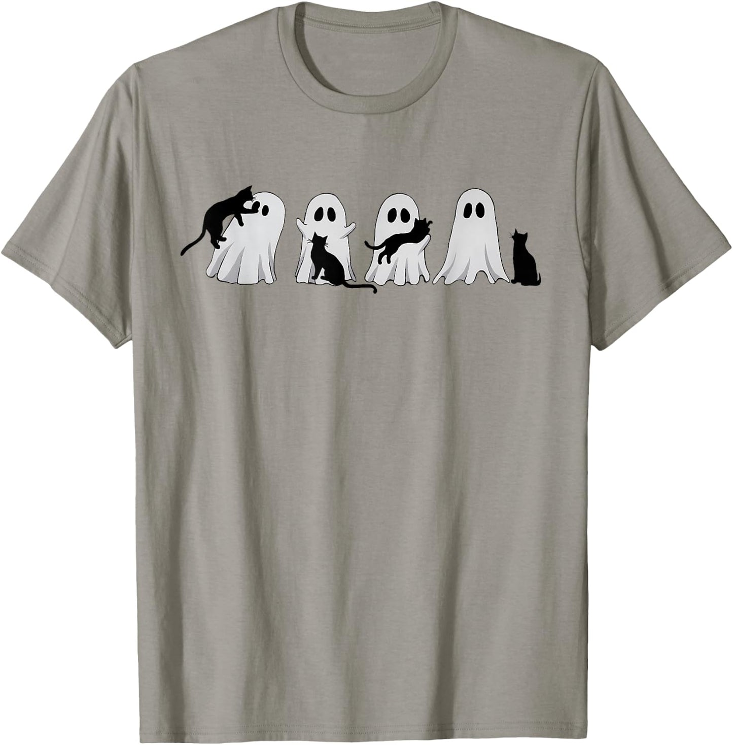 Cute Ghost Cat Halloween Outfit Costumes Cat Lover Spooky Men Women Kids T-Shirt - T-Shirt | Sand