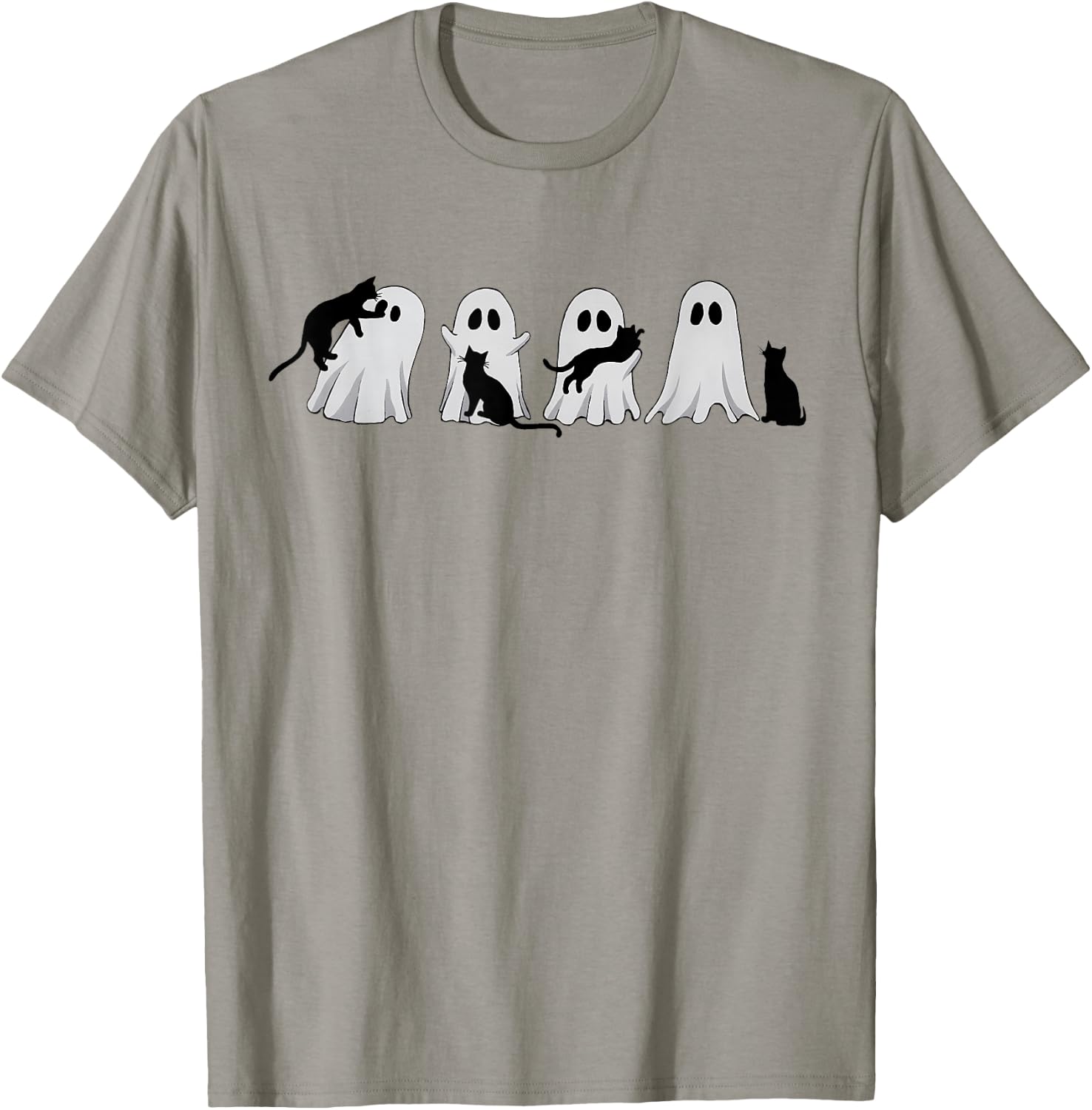 Cute Ghost Cat Halloween Outfit Costumes Cat Lover Spooky Men Women Kids T-Shirt - T-Shirt | Sand